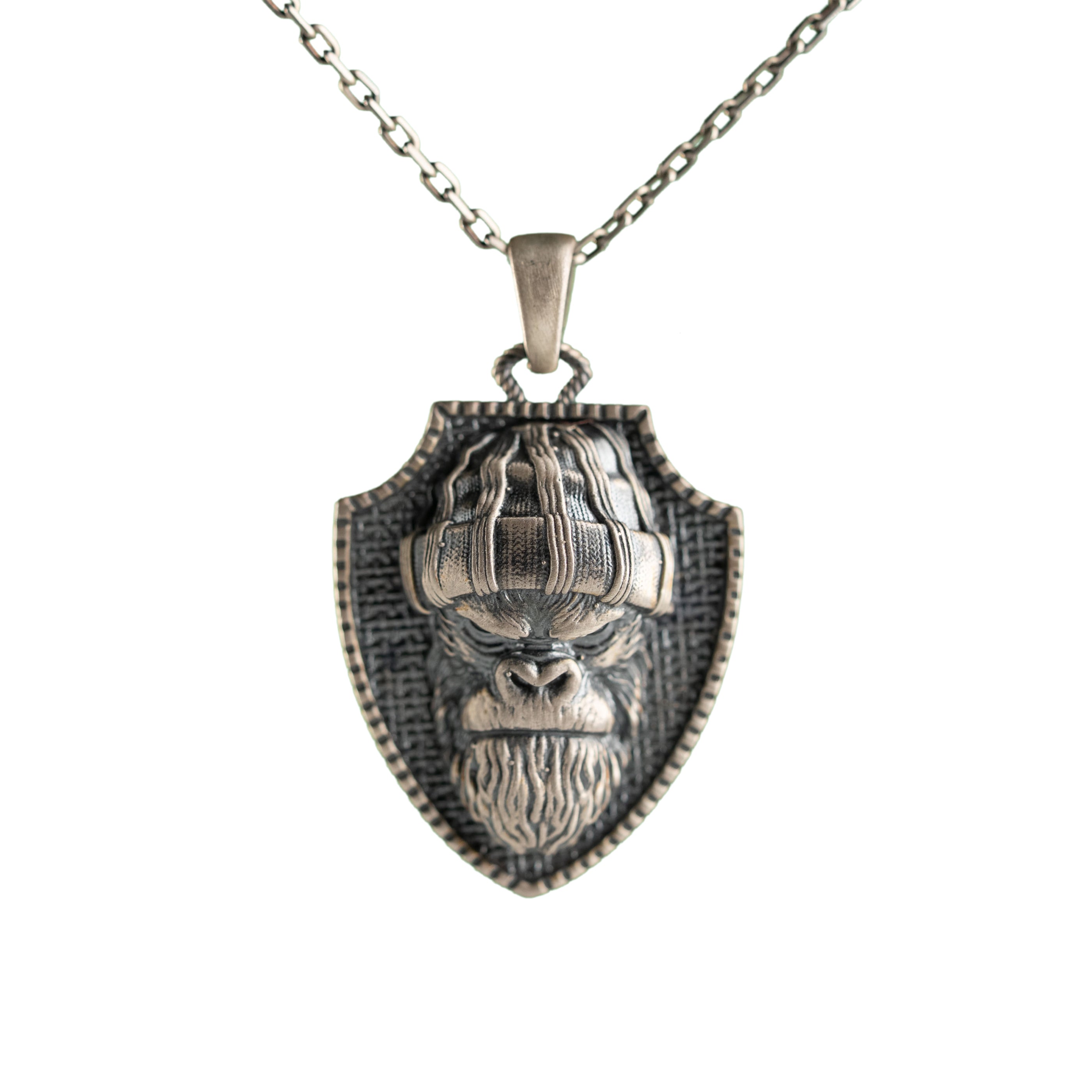 Silver Gorilla Necklace | Sterling Silver Pendant | Bold Gothic Biker Jewelry