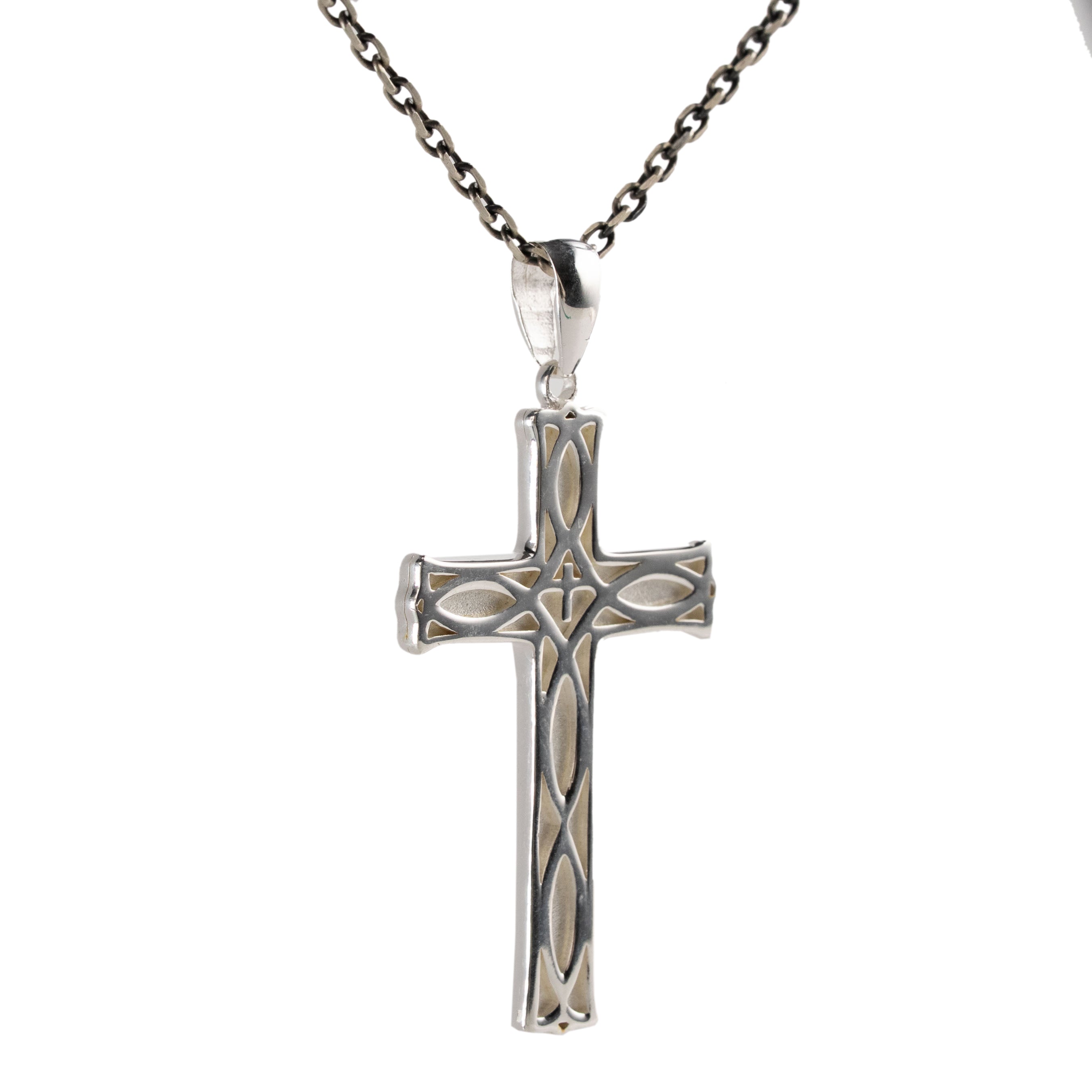 Serrated Cross Pendant | 925 Sterling Silver Gothic Cross Necklace Gift
