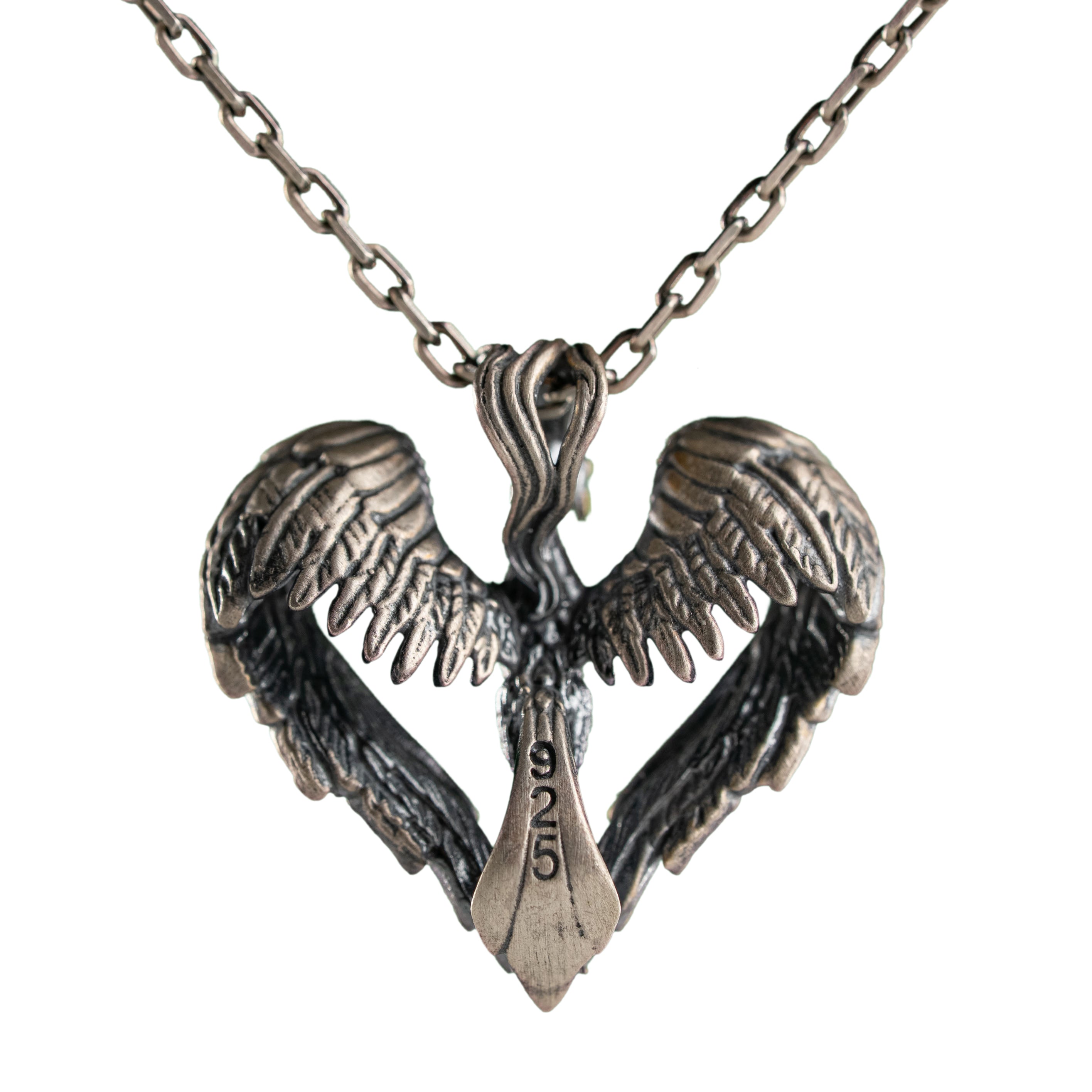 Phoenix Silver Pendant Sterling Silver Gothic Mythical Bird Strength Necklace