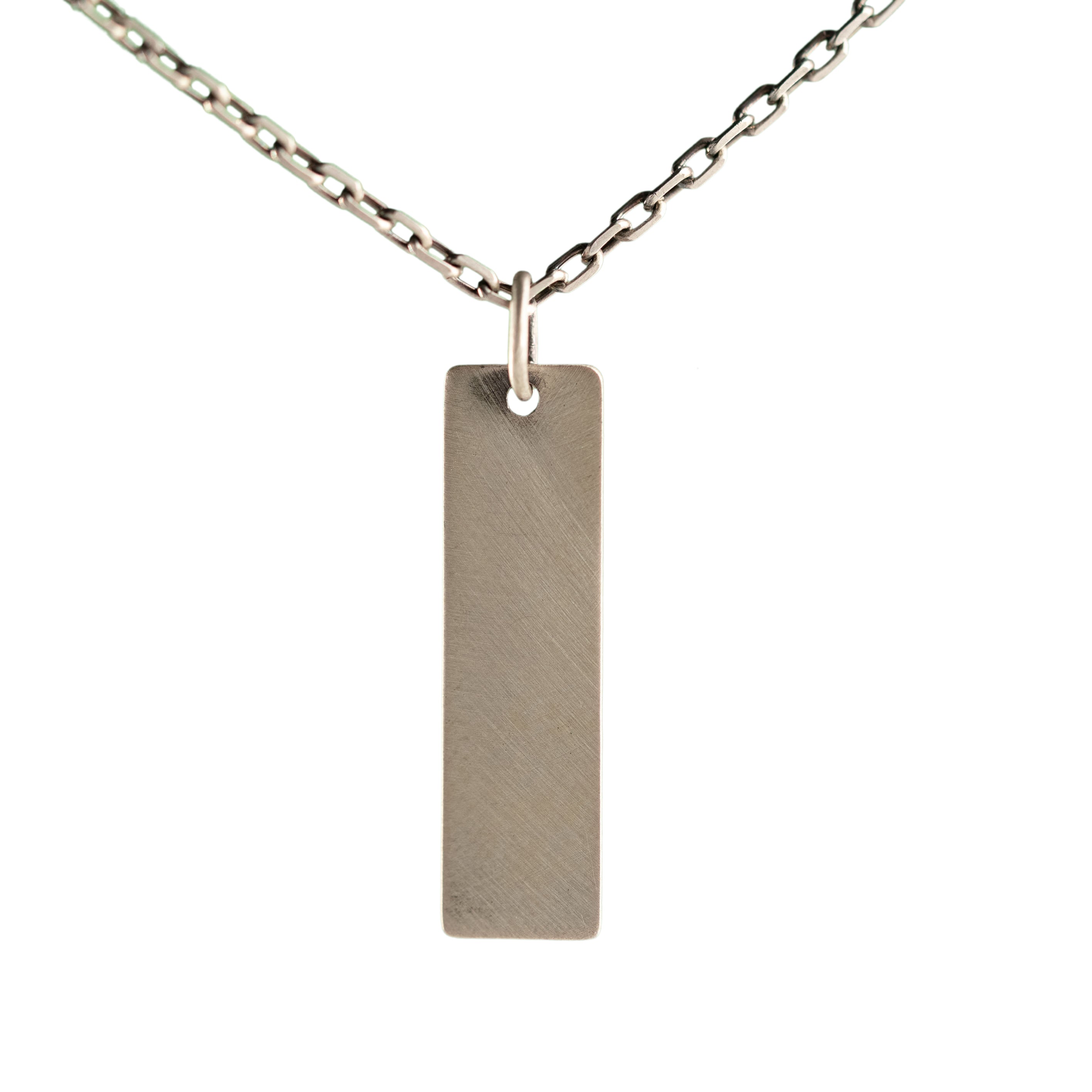 Personalized Silver Necklace - Sterling Silver Bar Pendant Gothic Minimalist Style