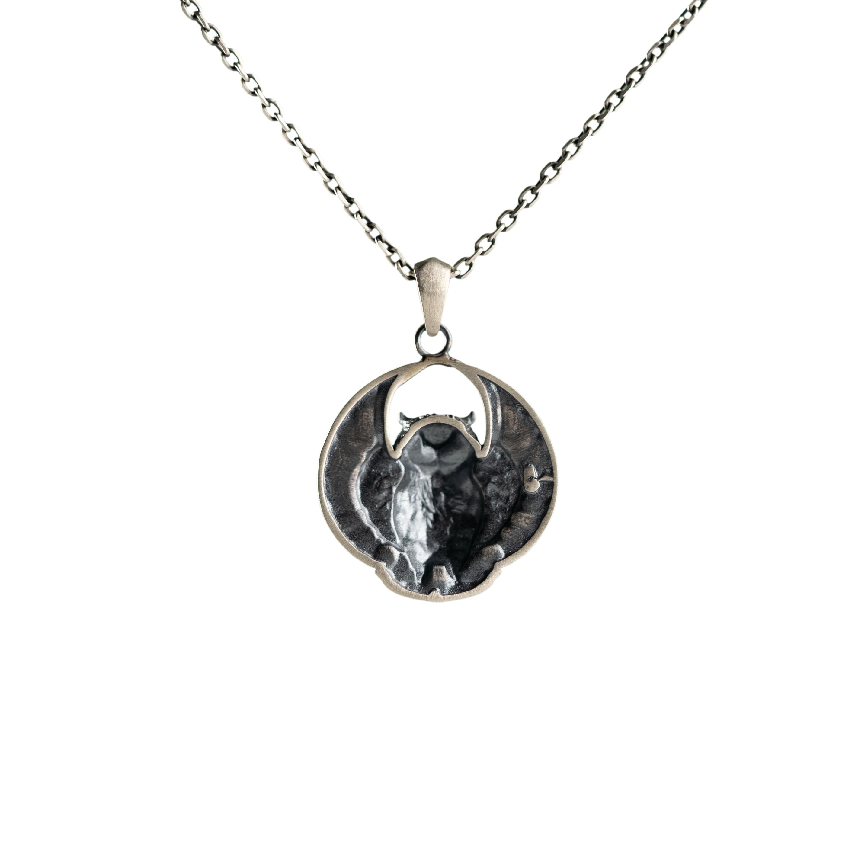 Silver Owl Necklace - Athena Owl Pendant 925 Sterling Silver Gothic Pendant