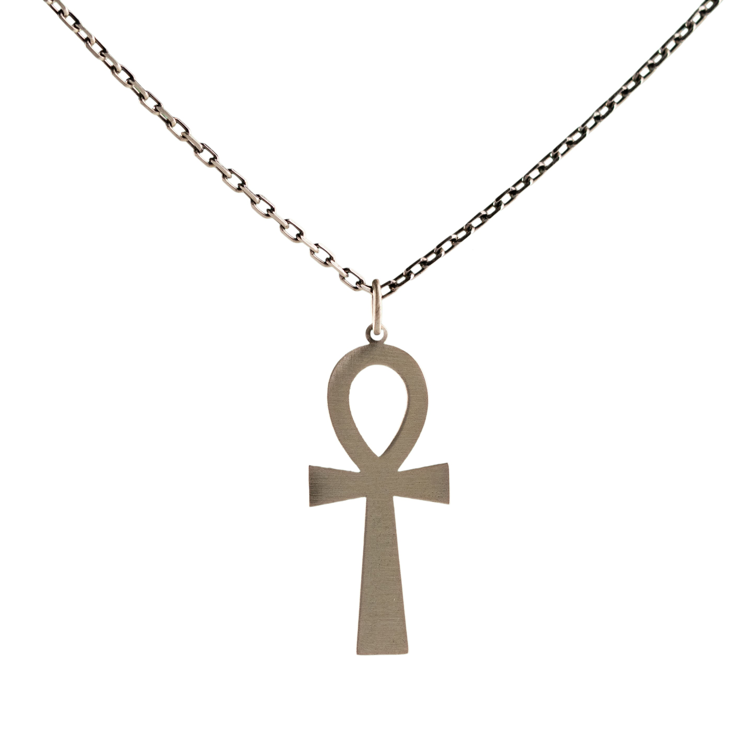 Ankh Pendant Necklace Sterling Silver Gothic Egyptian Symbol Spiritual Protection Charm