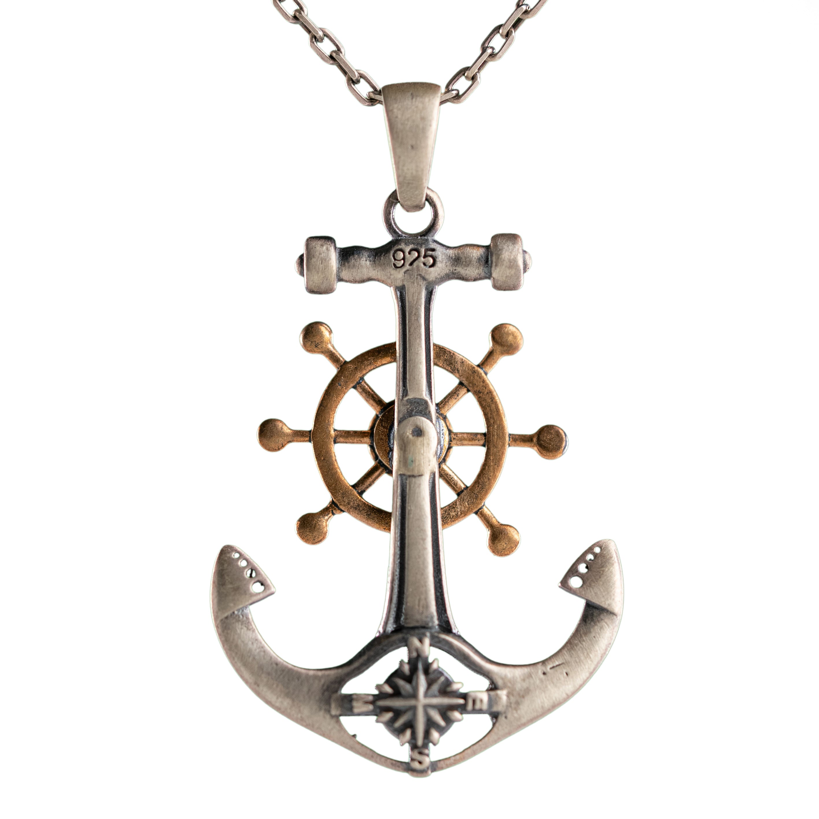 Anchor Ship Pendant Necklace – Handmade Silver Nautical Symbol Jewelry with Polished Finish