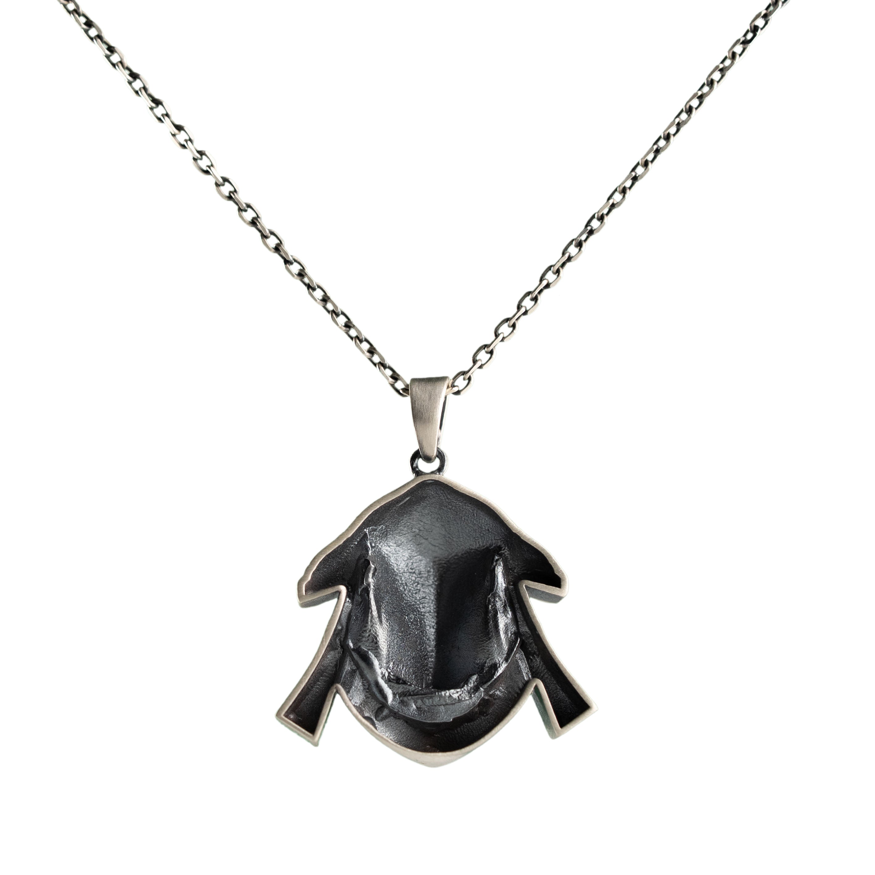 Sterling Silver Skull Necklace - Sorcerer Skull Pendant with Dark Fantasy Gothic Style