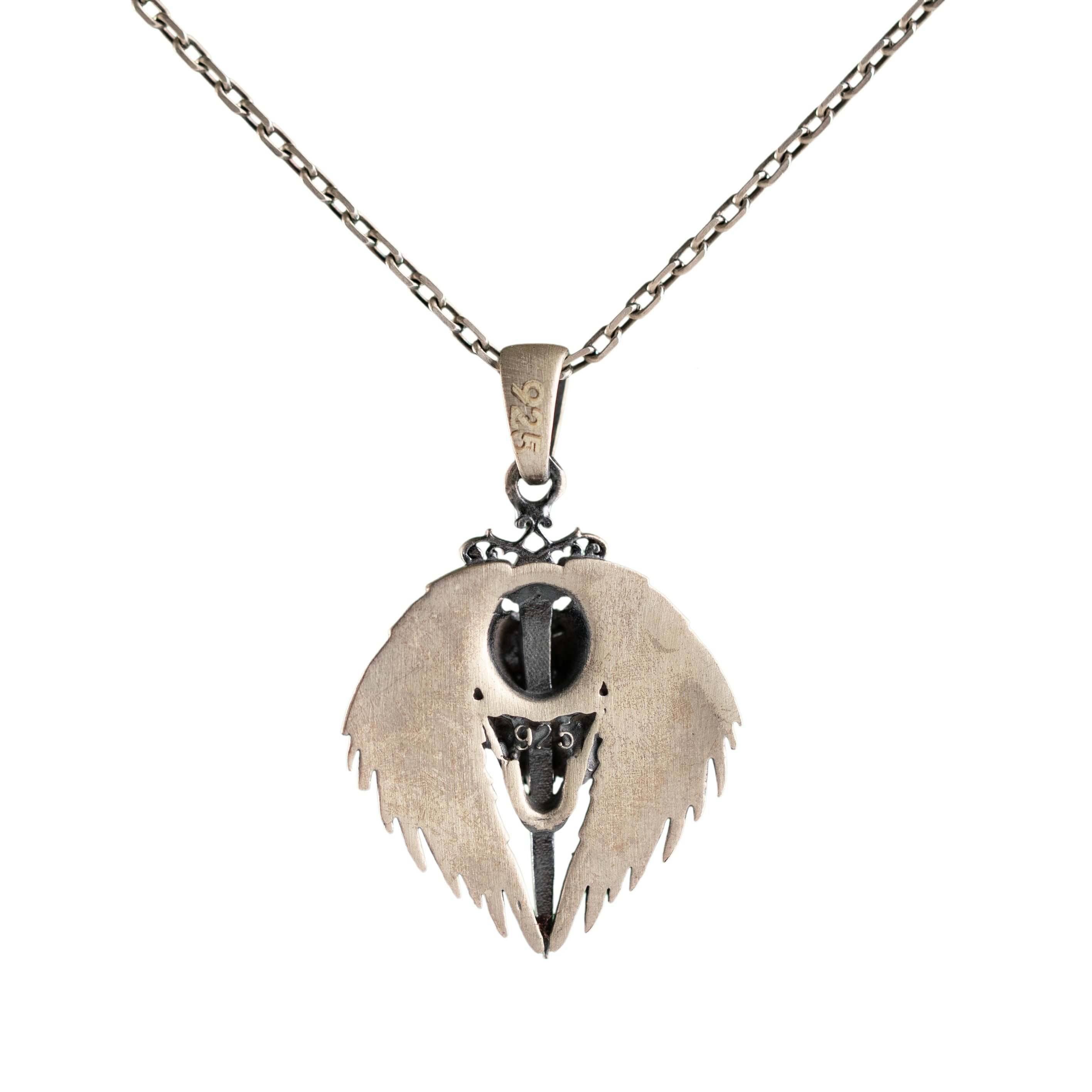 Gothic Skull Sword Pendant Sterling Silver Angel Wing Biker Necklace