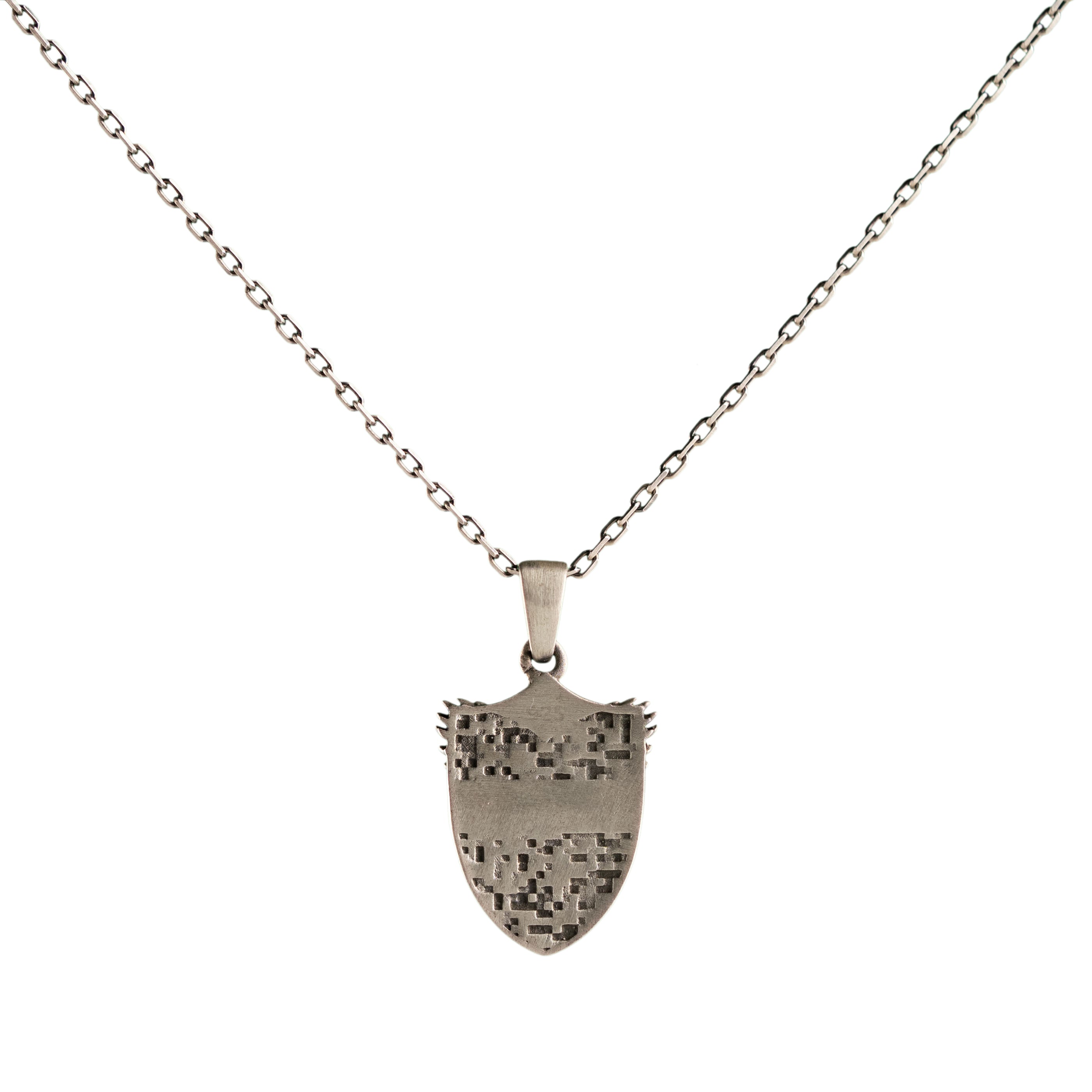 Sterling Silver Necklace St. Michael Archangel Shield Gothic Protection Pendant
