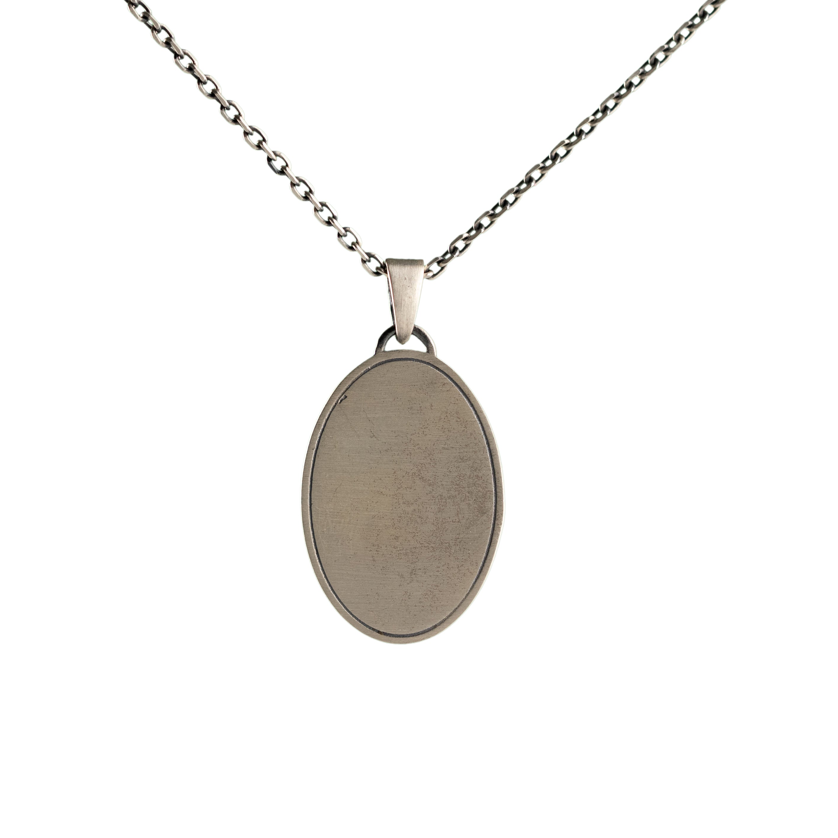 Sacred Heart Necklace - Oxidized 925 Sterling Silver Gothic Religious Pendant