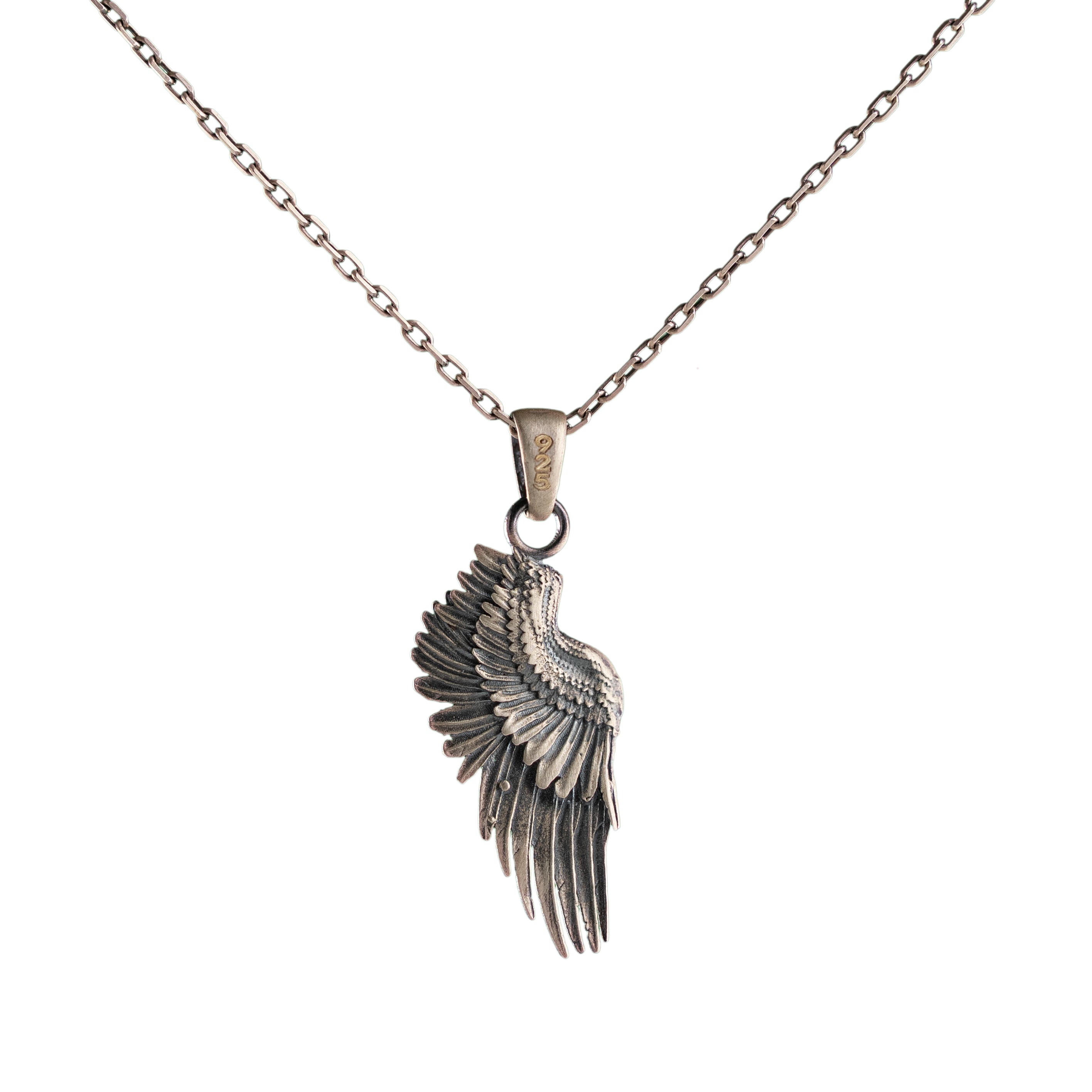 Angel Wing Necklace - Sterling Silver Guardian Pendant With Wing Motif Charm