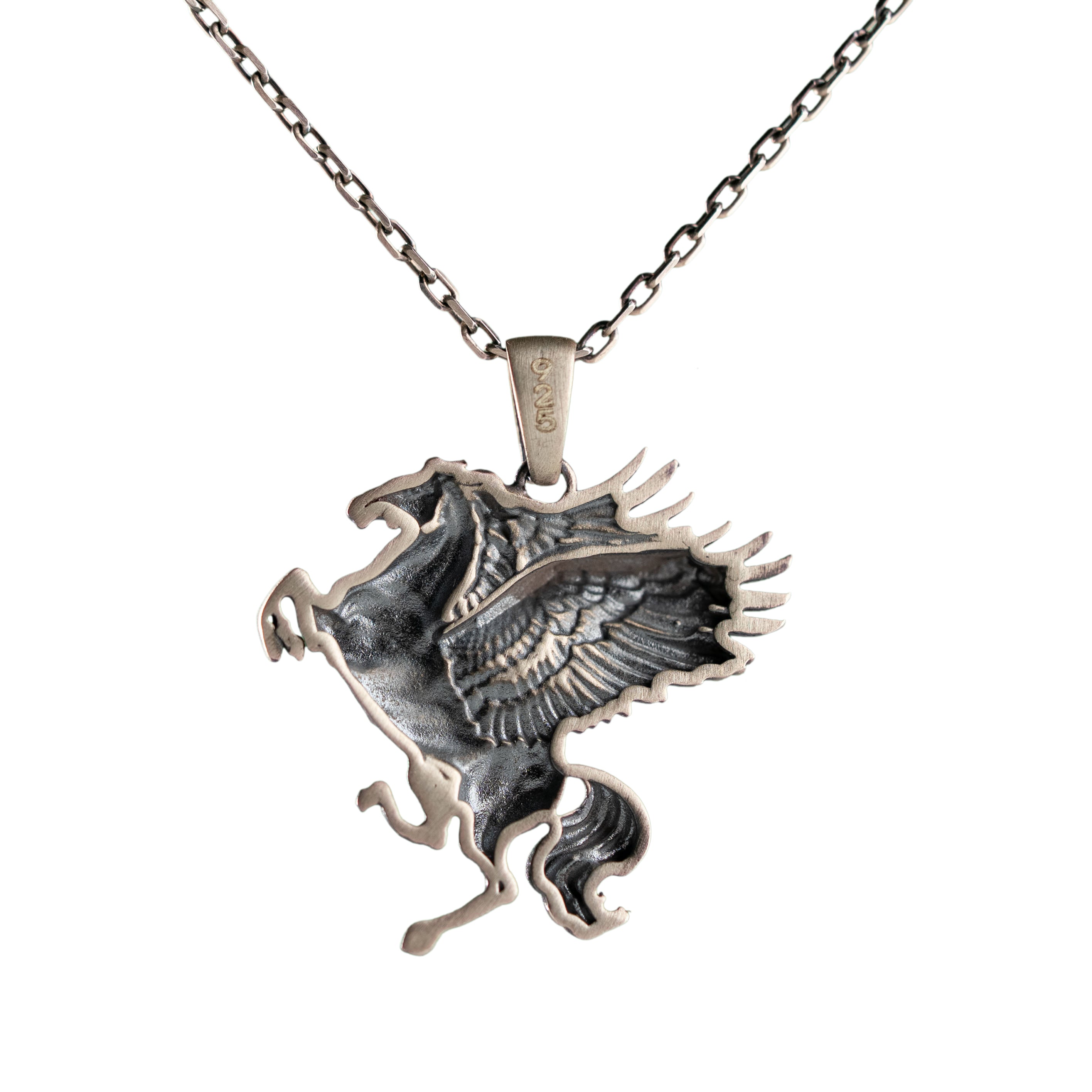 Pegasus Silver Necklace – 925 Sterling Silver Winged Horse Pendant Gothic Jewelry