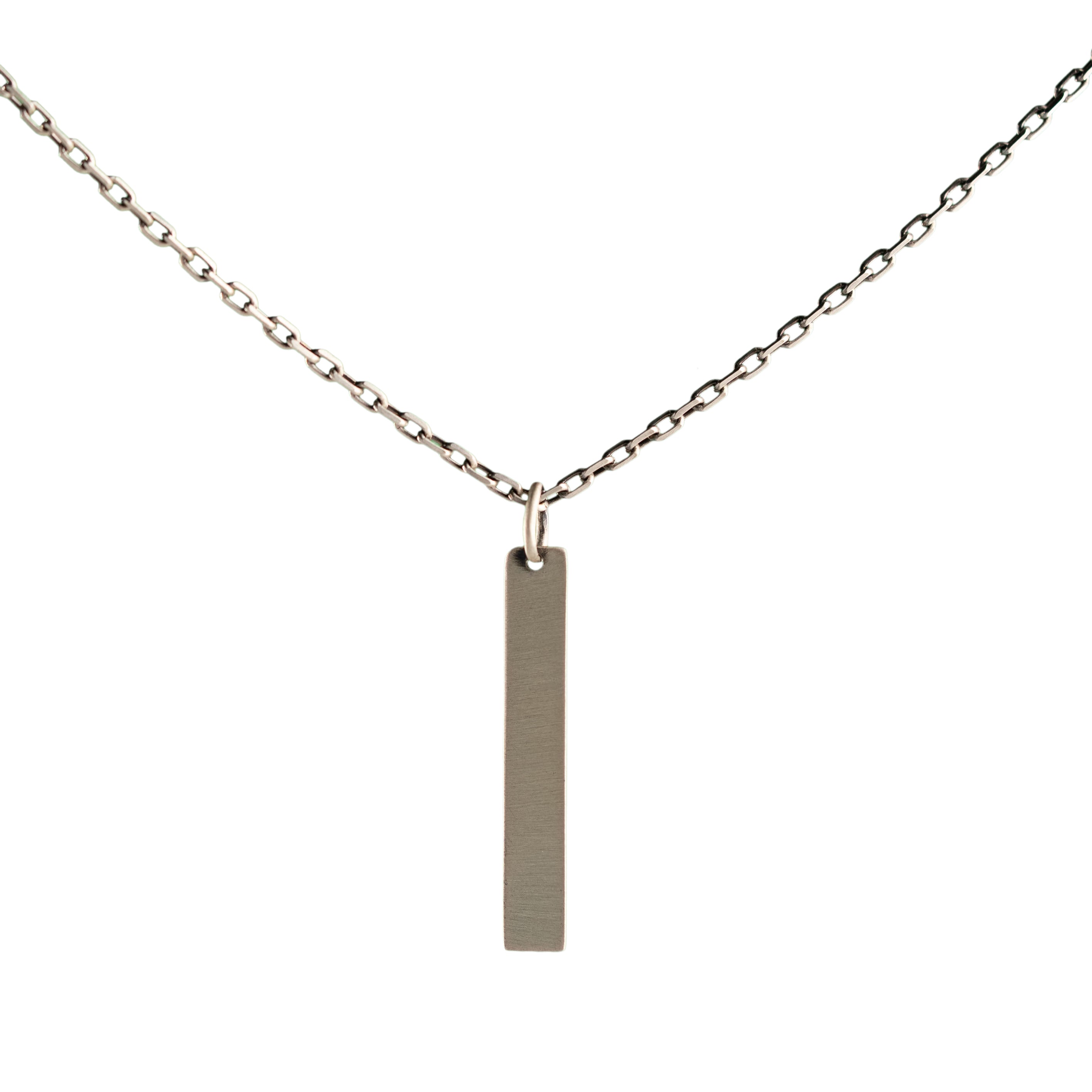 Personalized Name Bar Necklace – Engraved Silver Pendant – Unisex 925 Sterling Silver