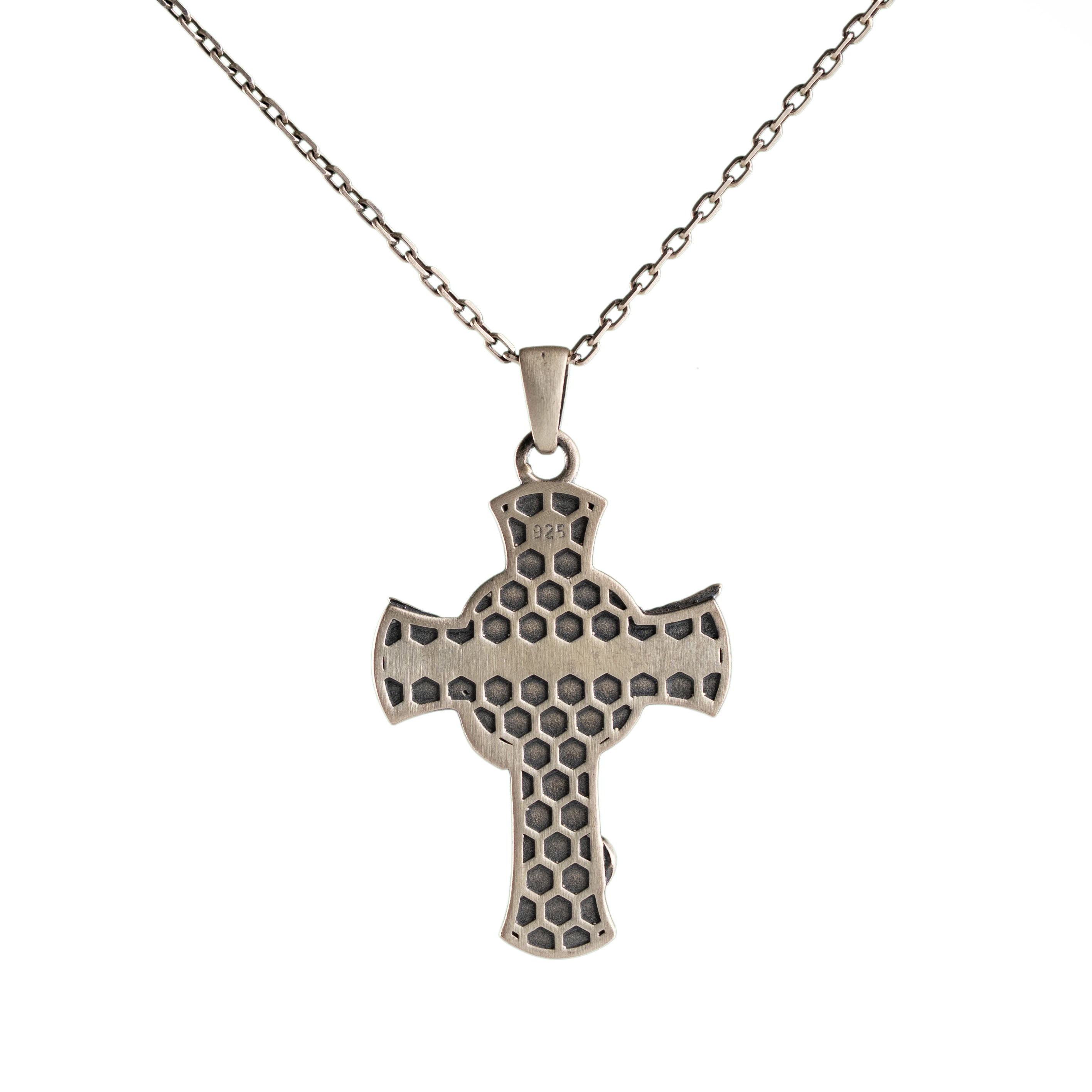 Archangel Michael Pendant Sterling Silver Cross Gothic Protective Amulet