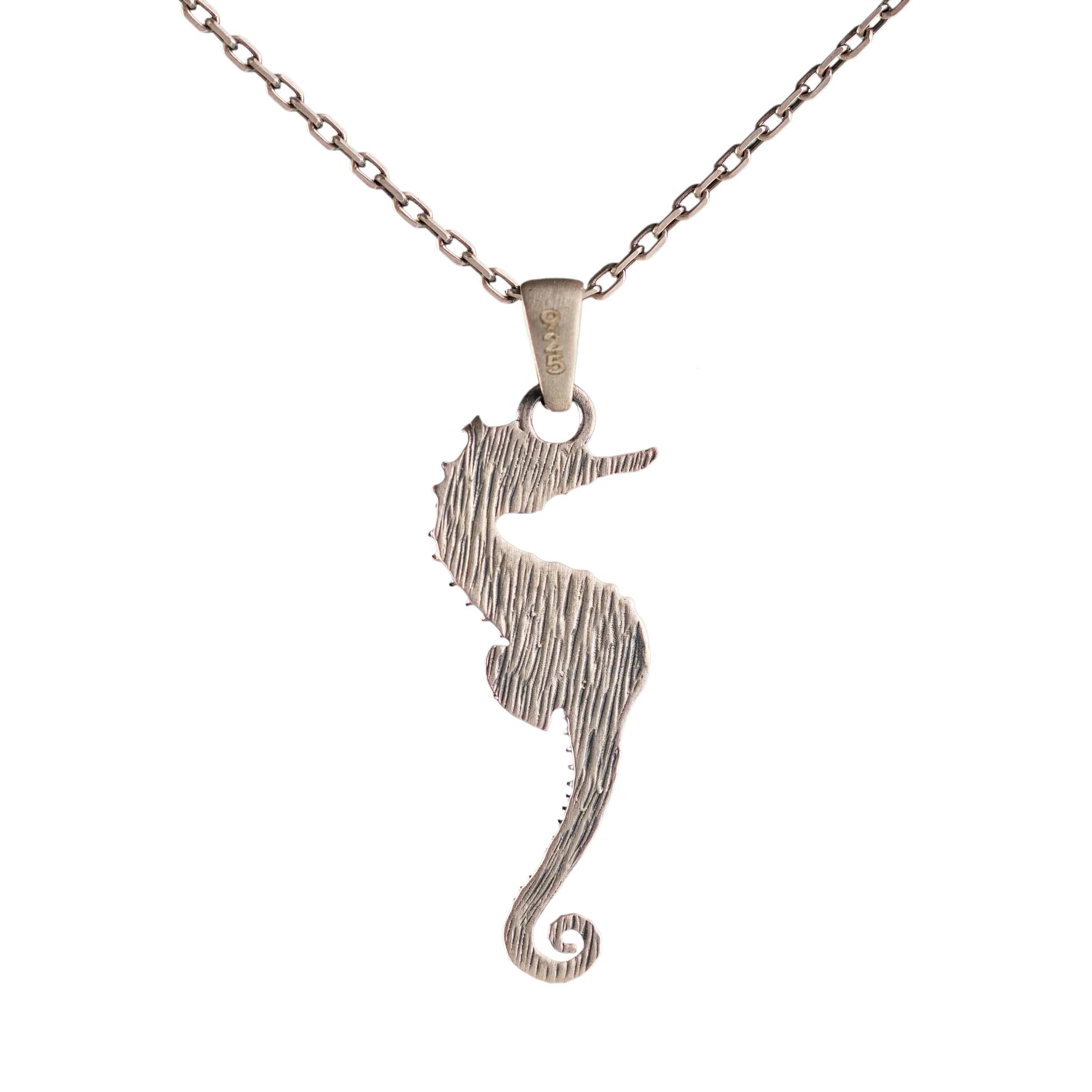 Sterling Silver Seahorse Necklace – Gothic Nautical Pendant with Maritime Charm