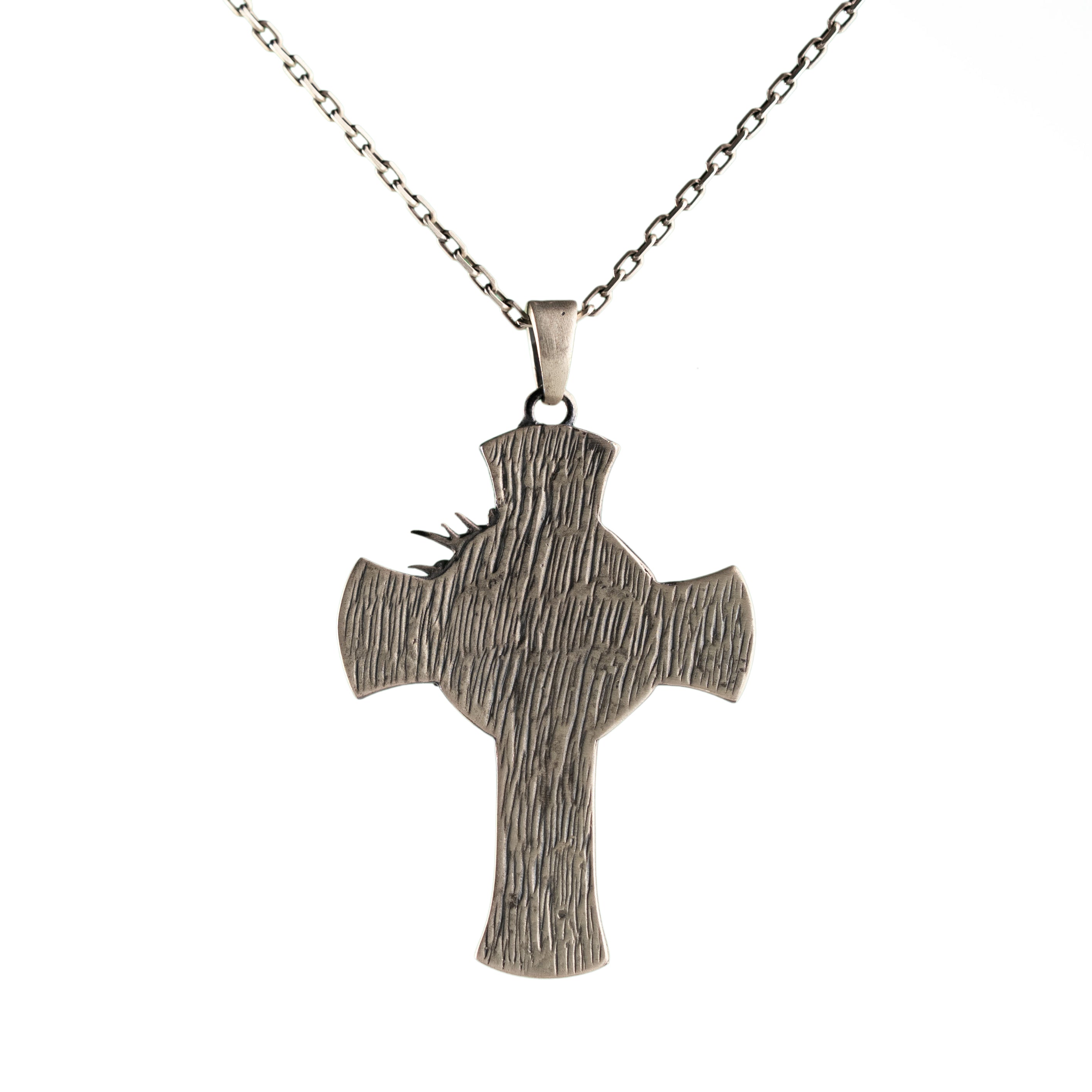 Jesus Cross Pendant Sterling Silver Necklace – Handmade INRI Engraved Faith Symbol