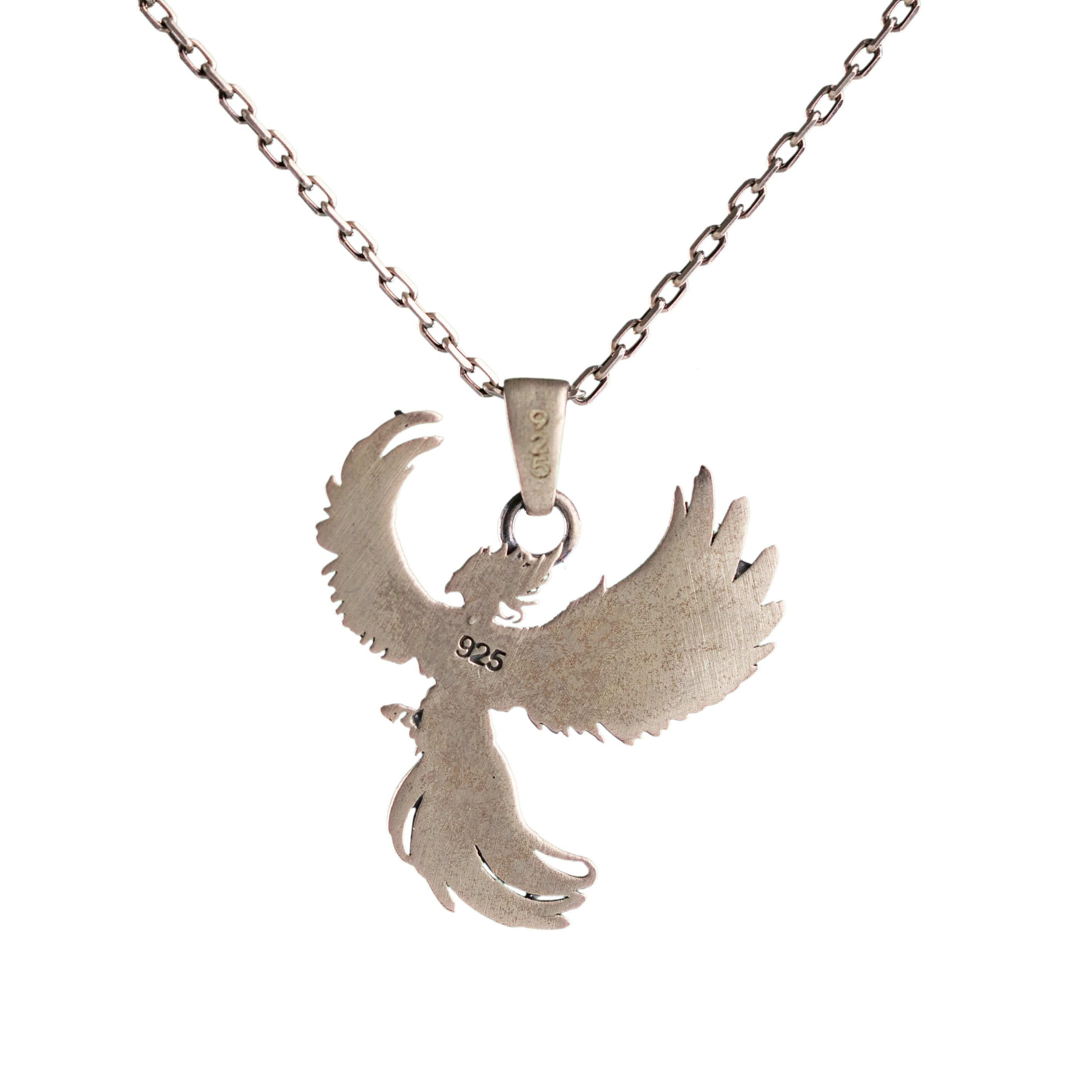Phoenix Silver Necklace Sterling Silver Pendant Gothic Mythical Bird Jewelry