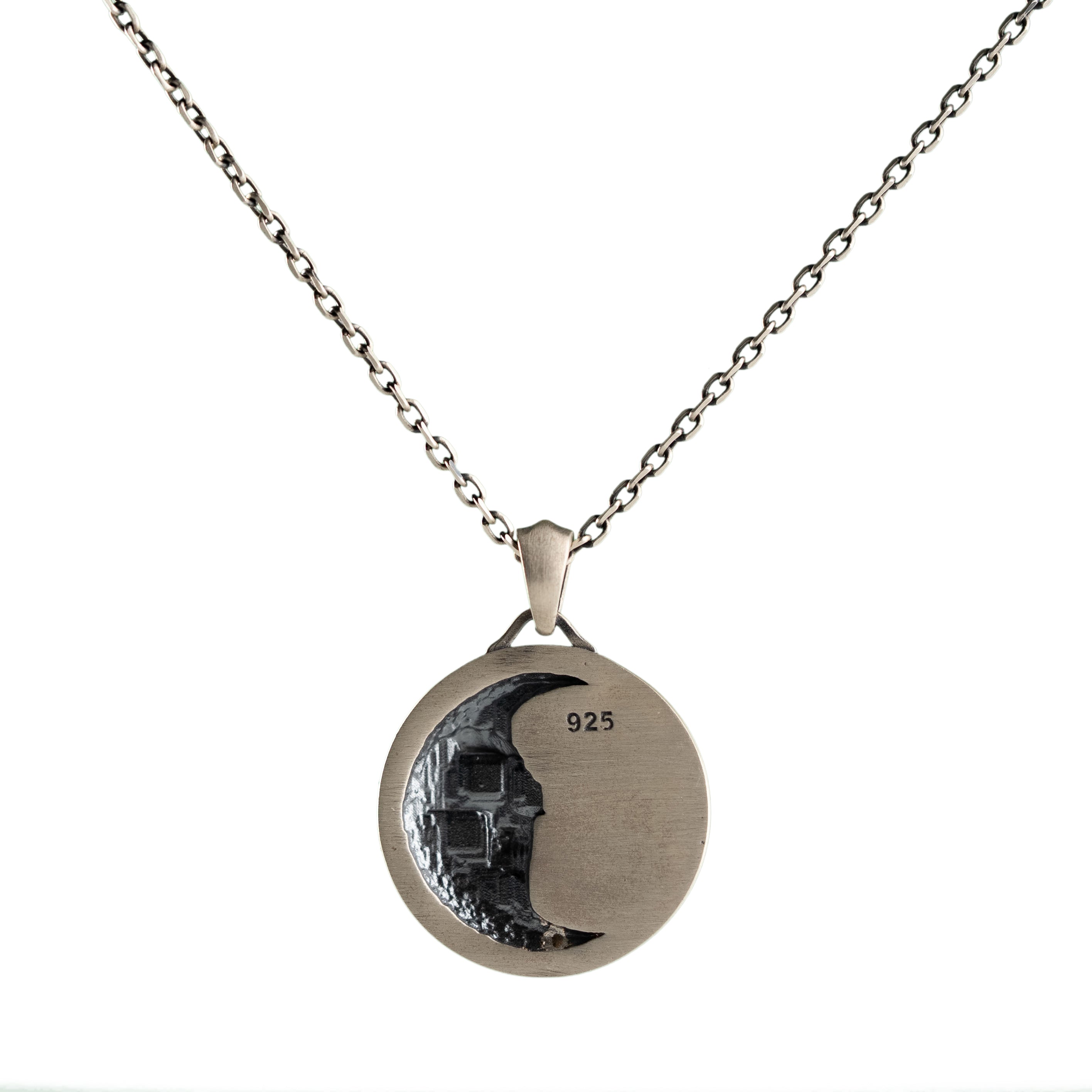 Skull Crescent Moon Necklace – Handmade Sterling Silver Gothic Pendant