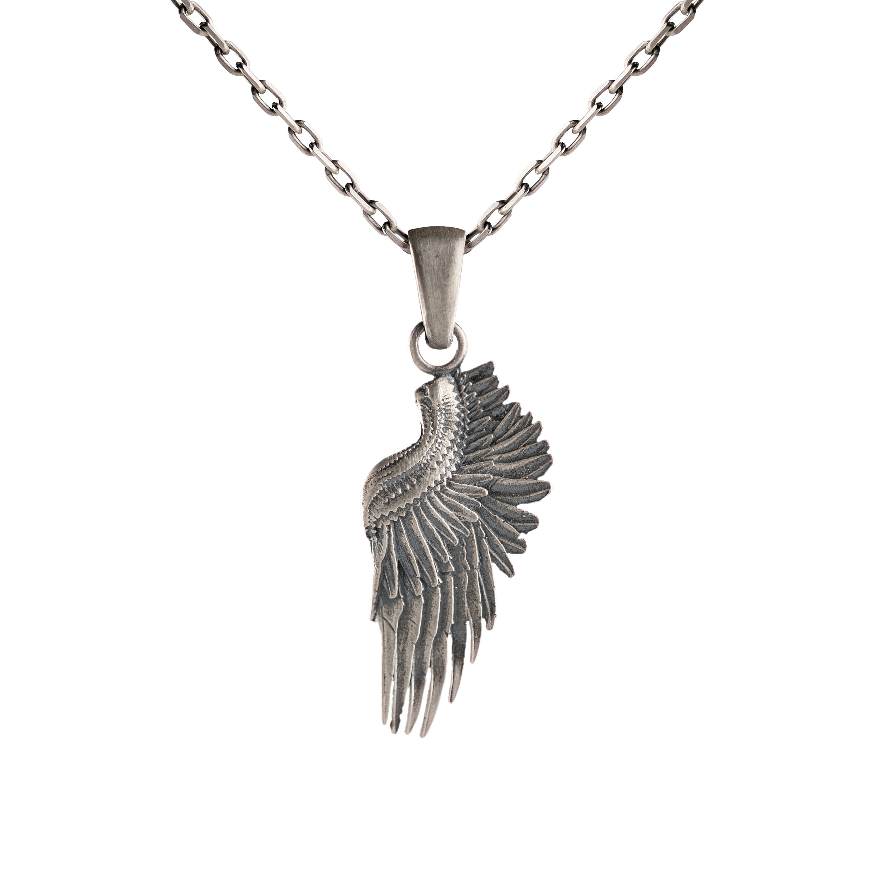 Angel Wing Necklace - Sterling Silver Guardian Pendant With Wing Motif Charm