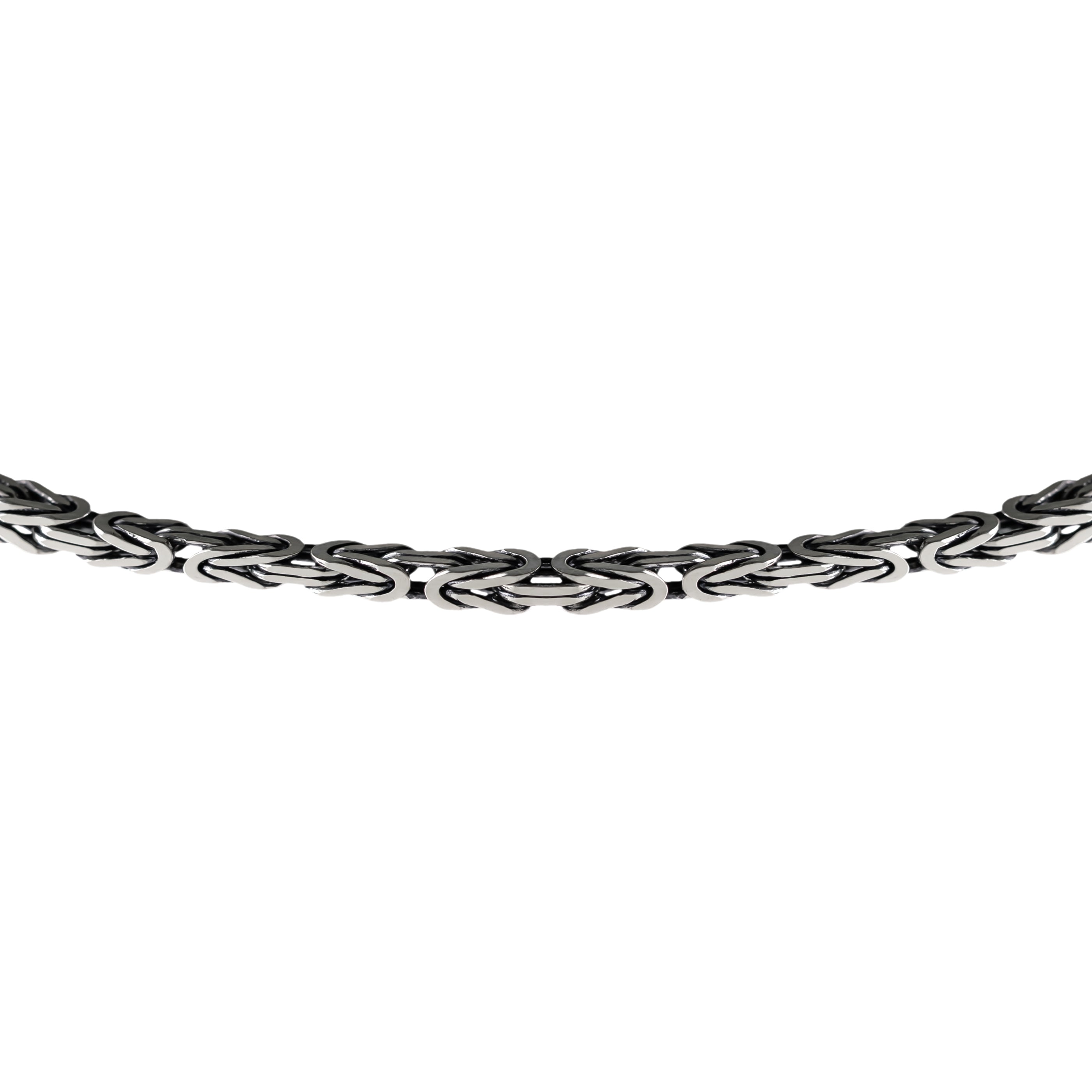 Byzantine Chain Necklace Sterling Silver King Link Oxidized Viking Style Bracelet Set