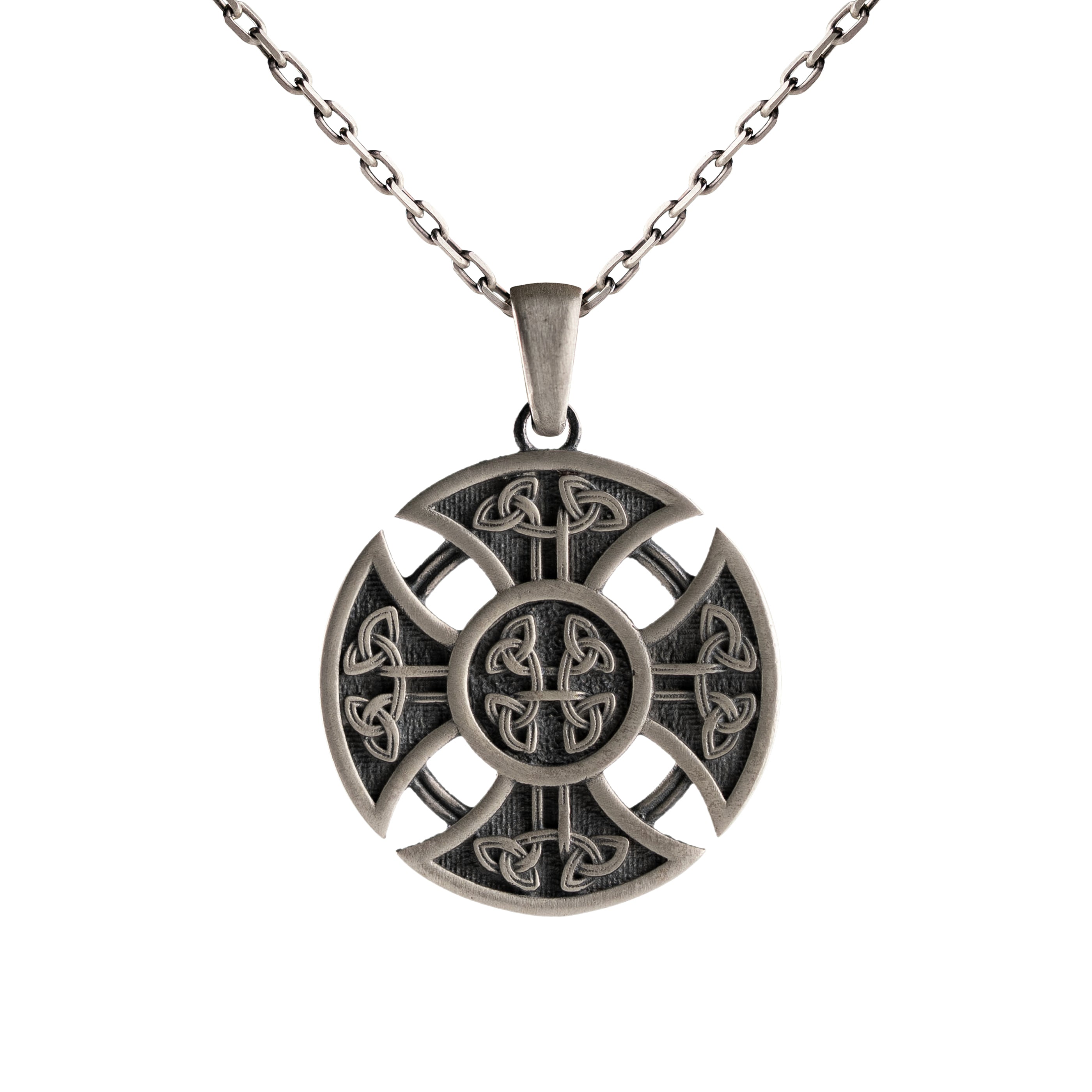 Celtic Knot Cross Necklace Sterling Silver Pendant Gothic Symbolic Design