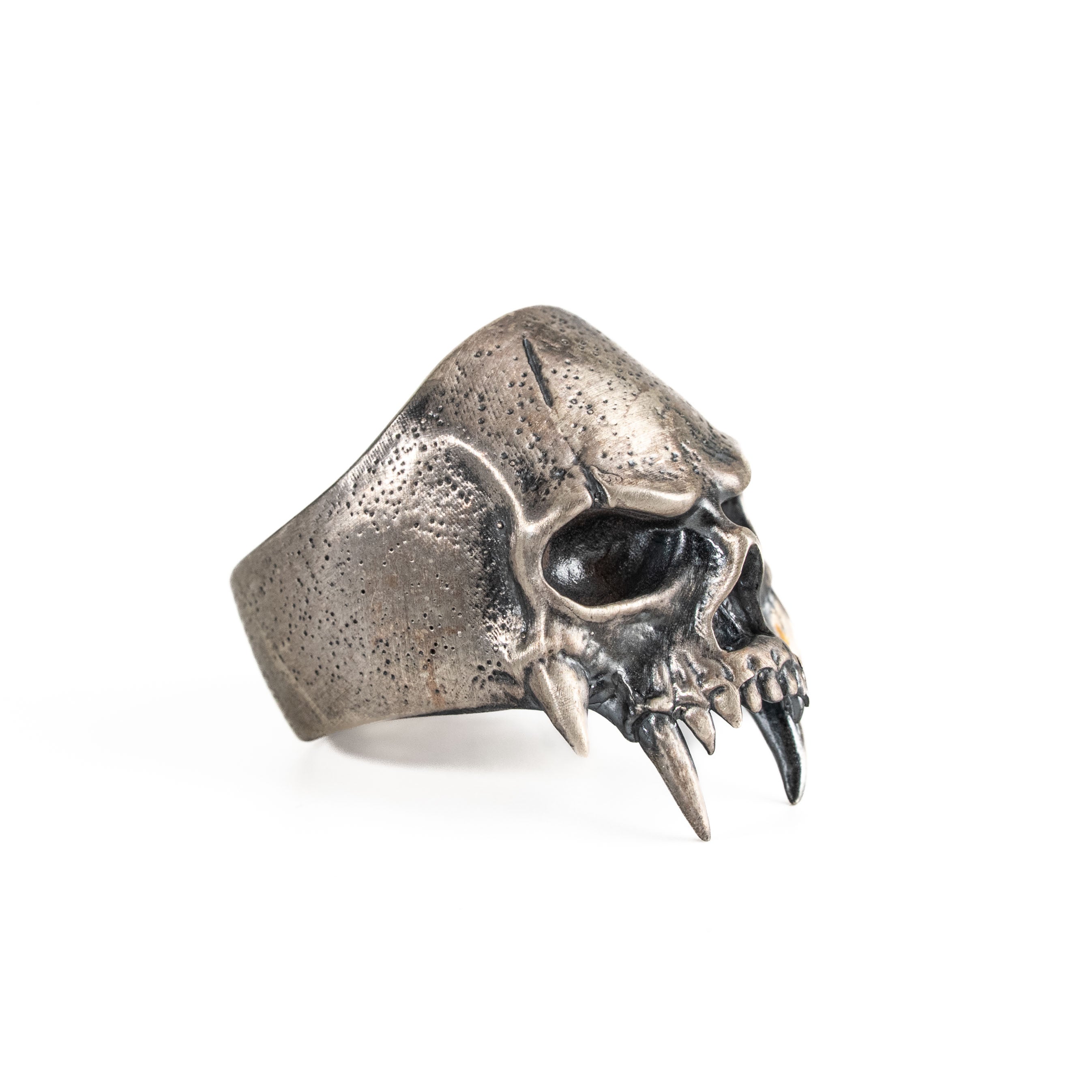 Sterling Silver Skull Ring – Gothic Biker Heavy Metal Unisex Spiked Band