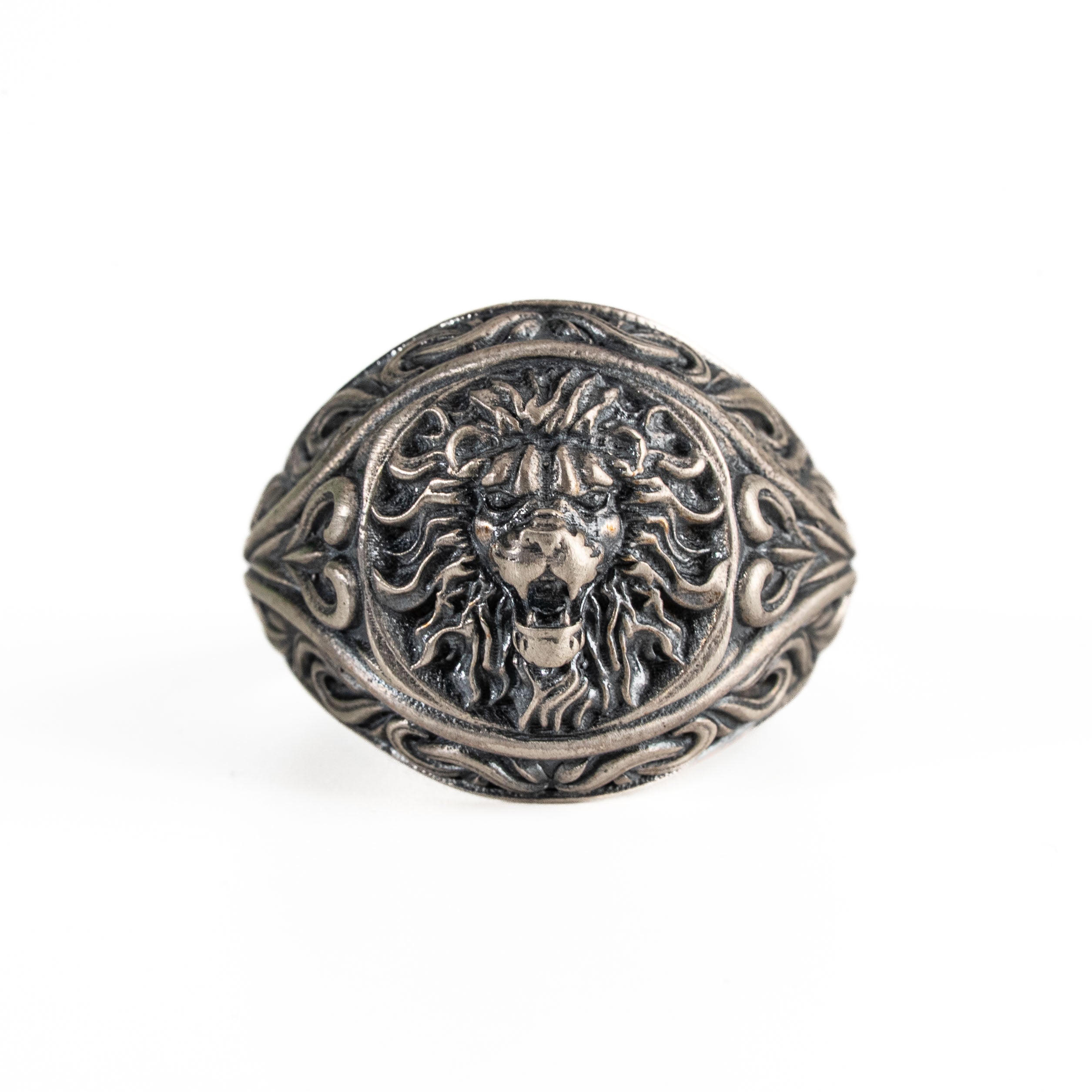 Lion Head Silver Set – Sterling Silver Pendant & Ring with Bold Zodiac Lion Design