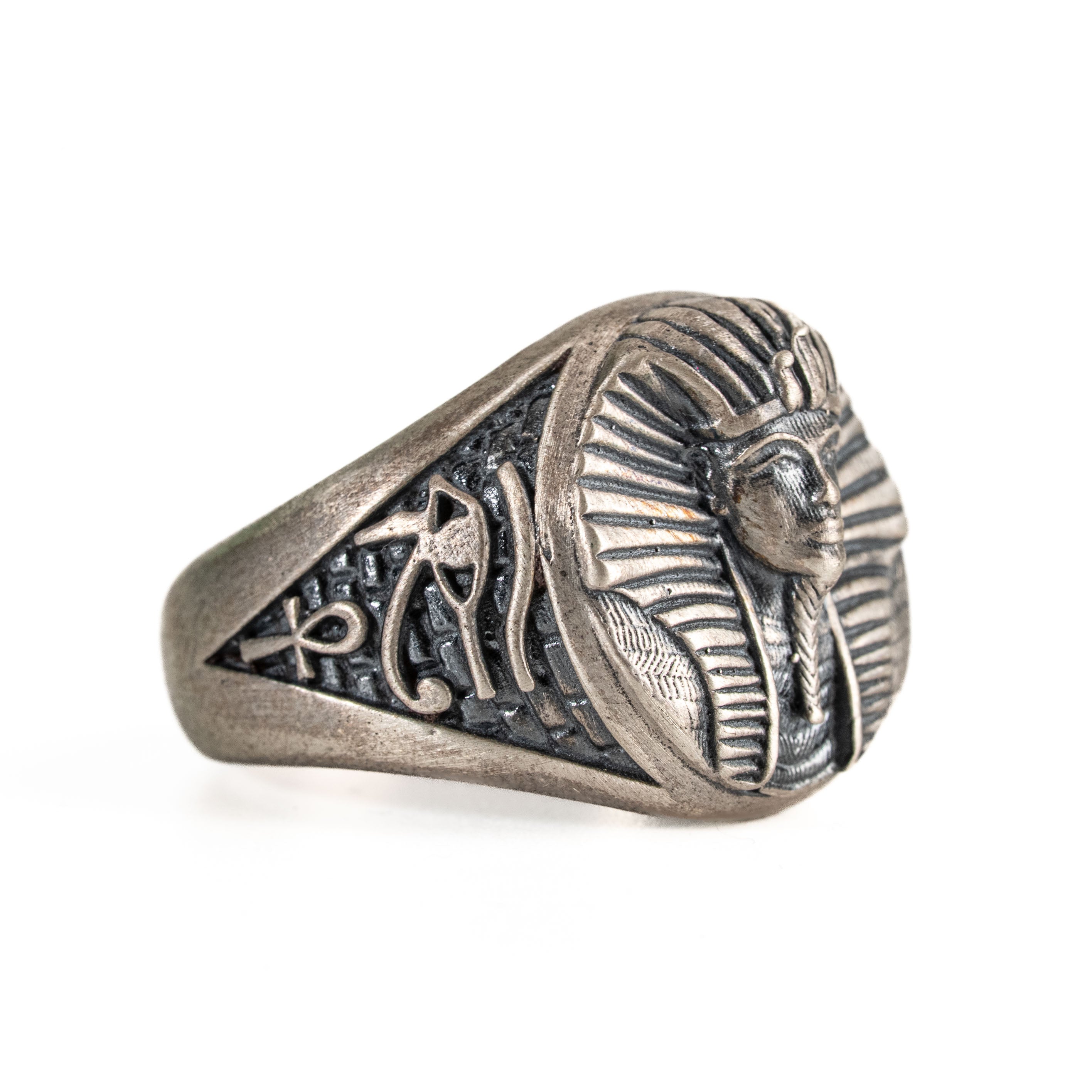 Pharaoh Ring Sterling Silver King Tutankhamun Signet Ring Gothic Egyptian Jewelry