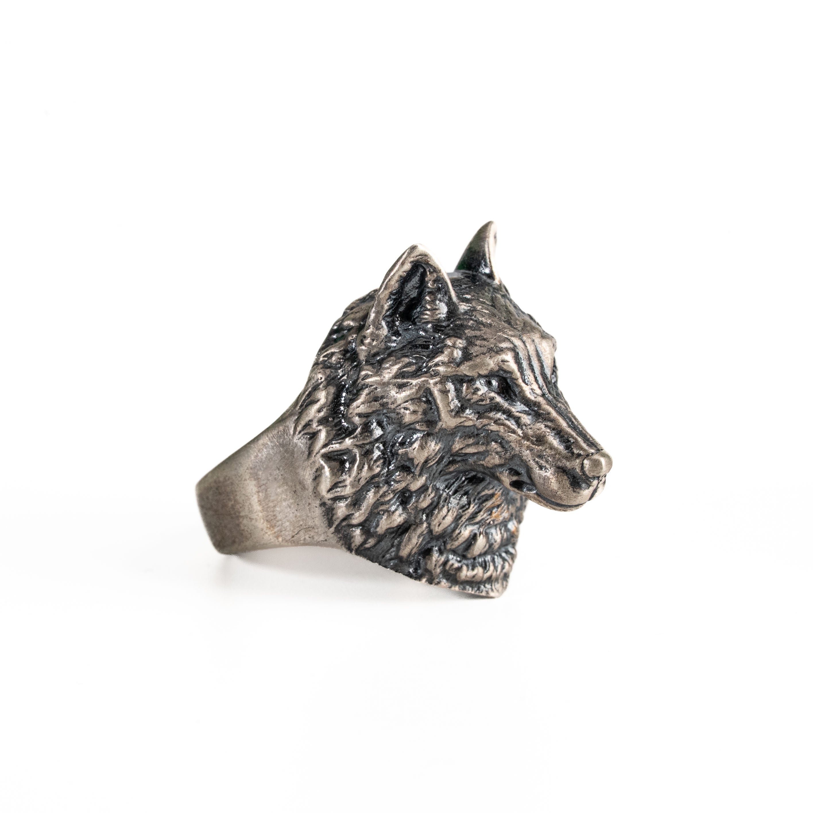 Wolf Head Silver Ring - 925 Sterling Silver Gothic Norse Warrior Signet