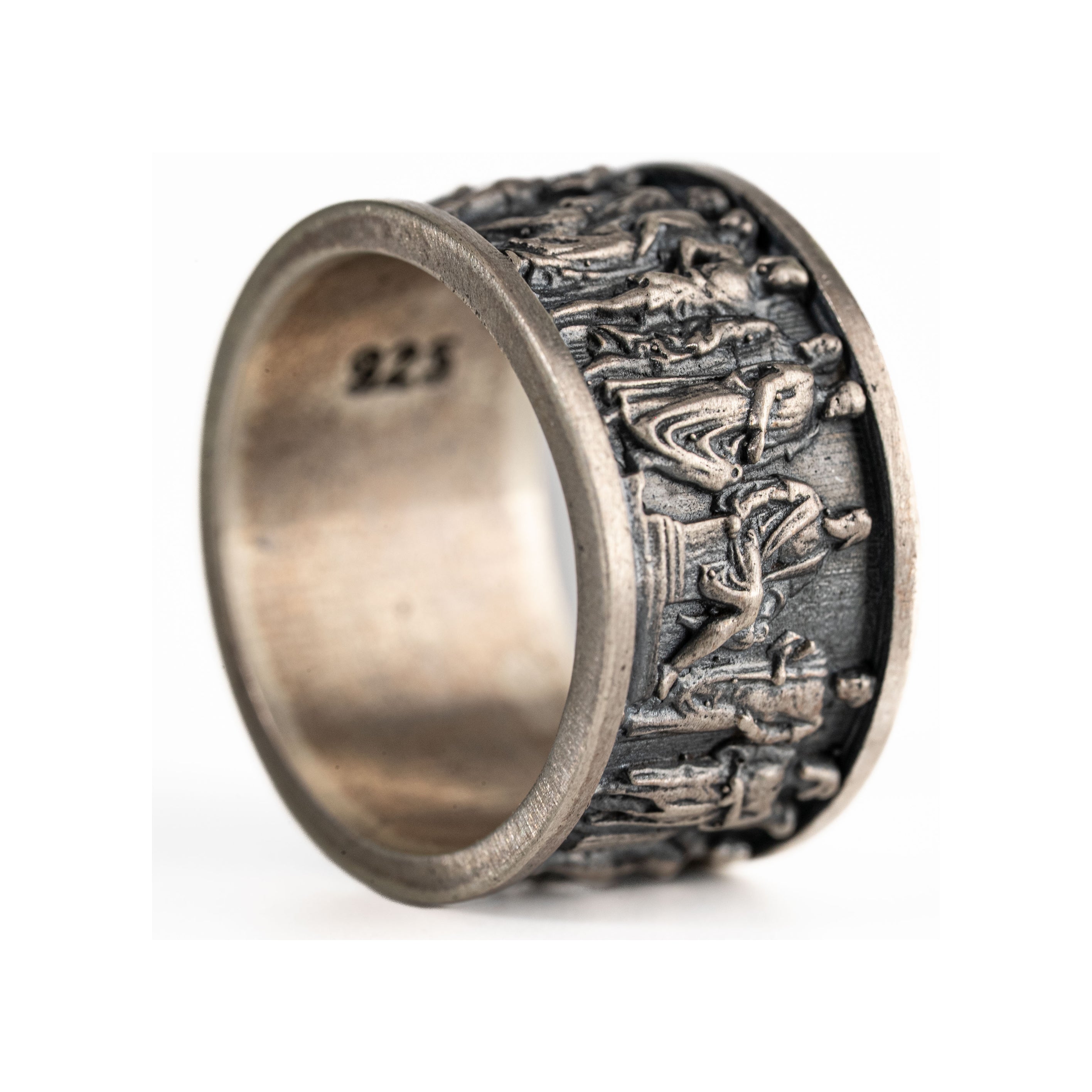 Roman Gladiator Ring Sterling Silver Men's Statement Band Gothic Warrior Jewelry