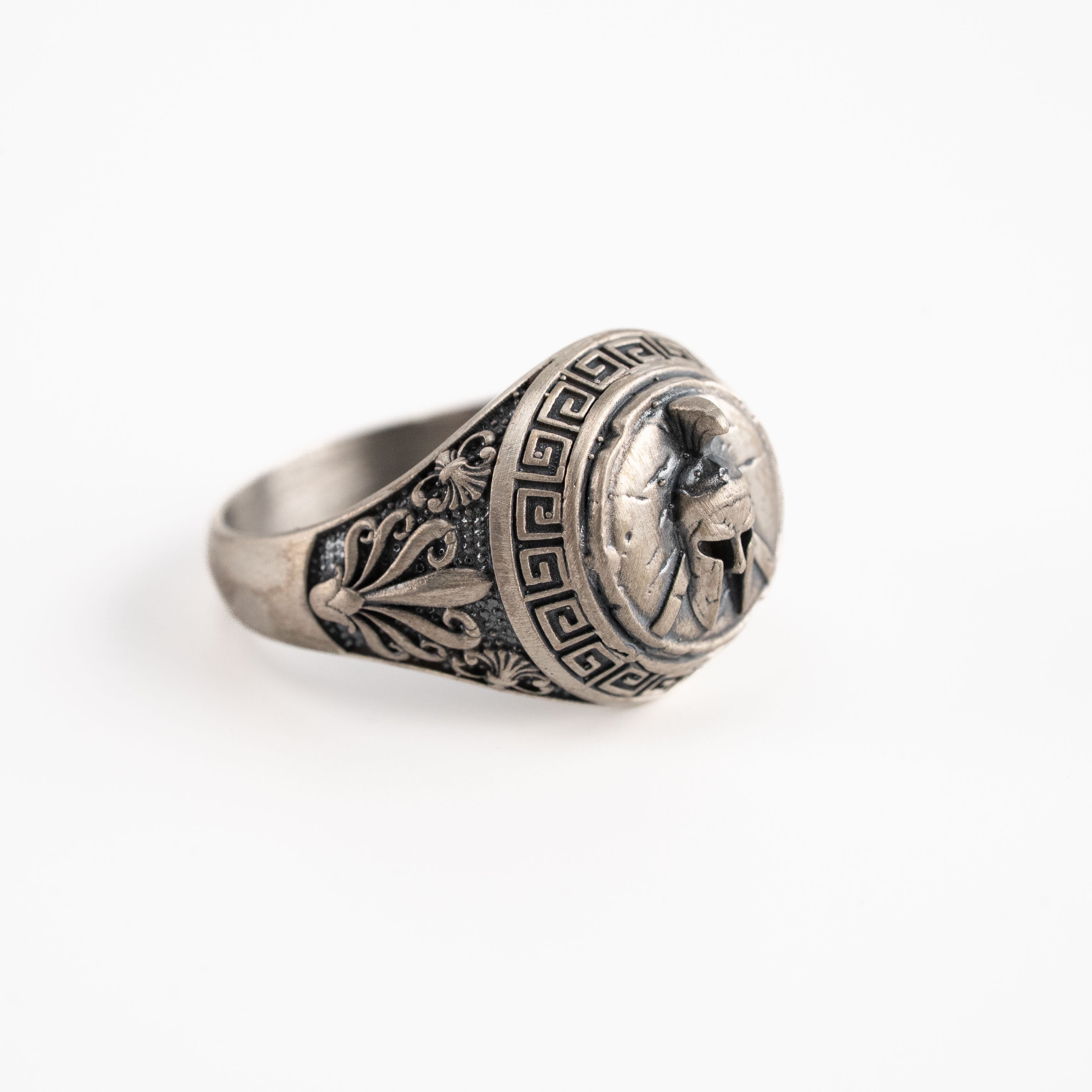 Spartan Signet Ring – Handmade Sterling Silver Leonidas Helmet Band