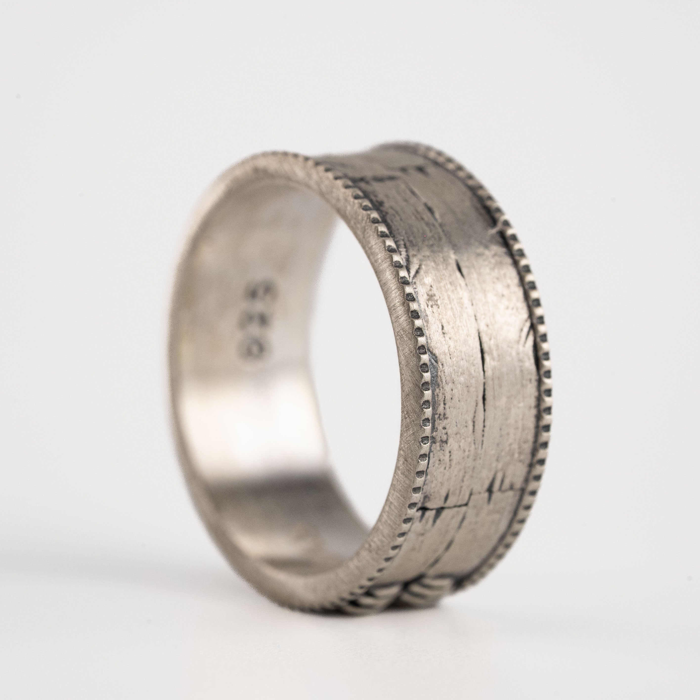 Brutalist Silver Ring – 925 Sterling Silver Chunky Industrial Band with Rustic Texture