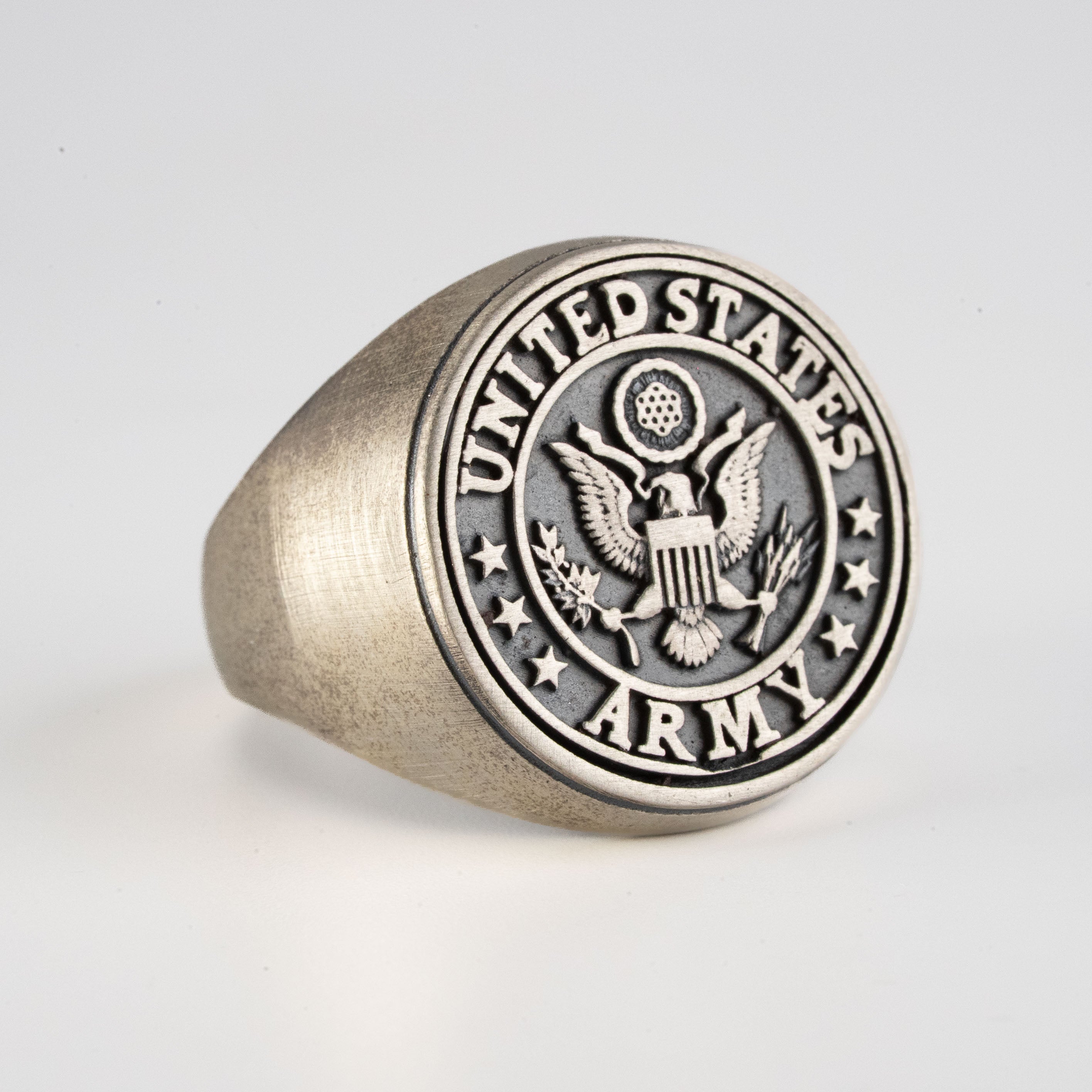 US Army Signet Ring – Handmade Sterling Silver Band With Eagle Crest