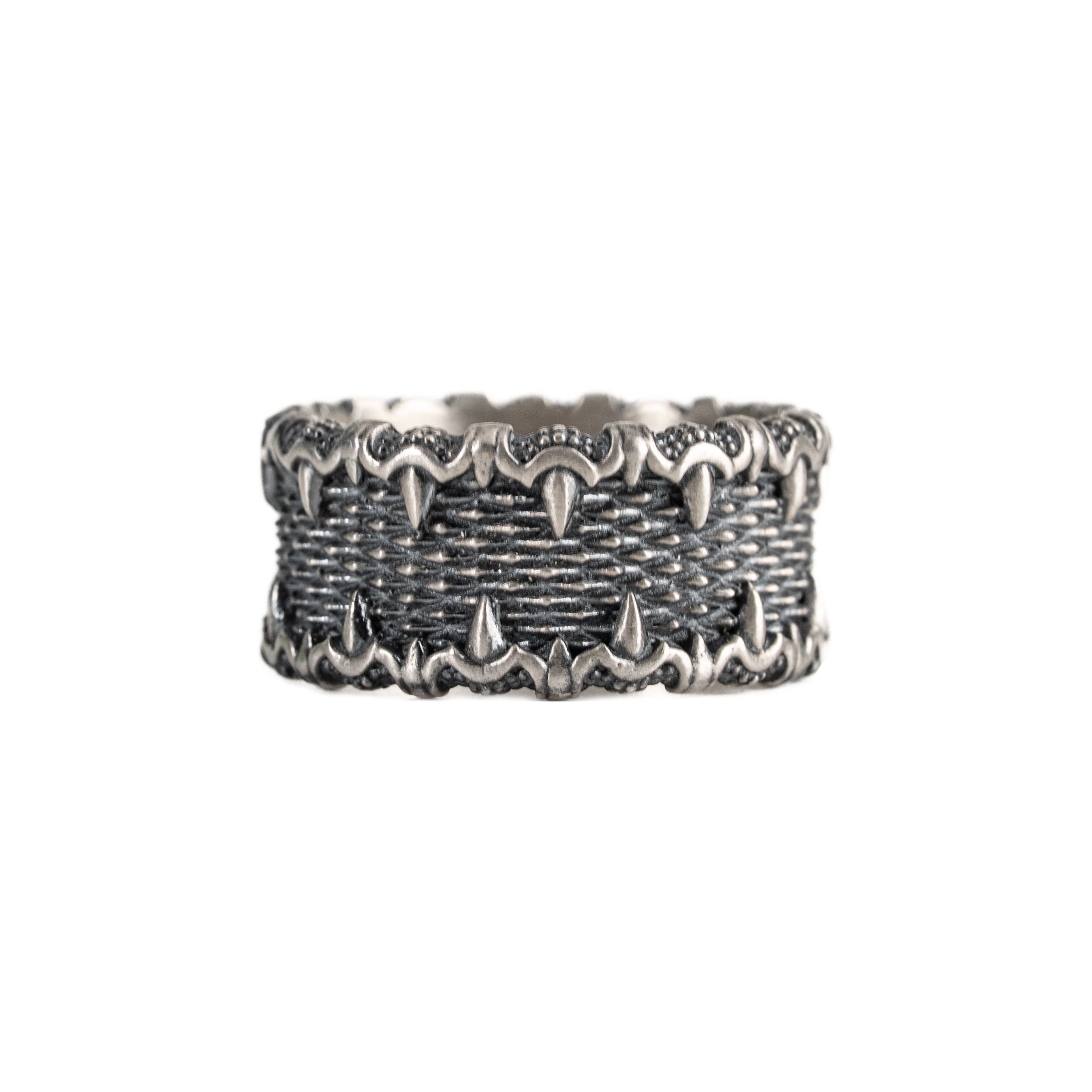 Dragon Scale Ring Sterling Silver Gothic Oxidized Men's Promise Band