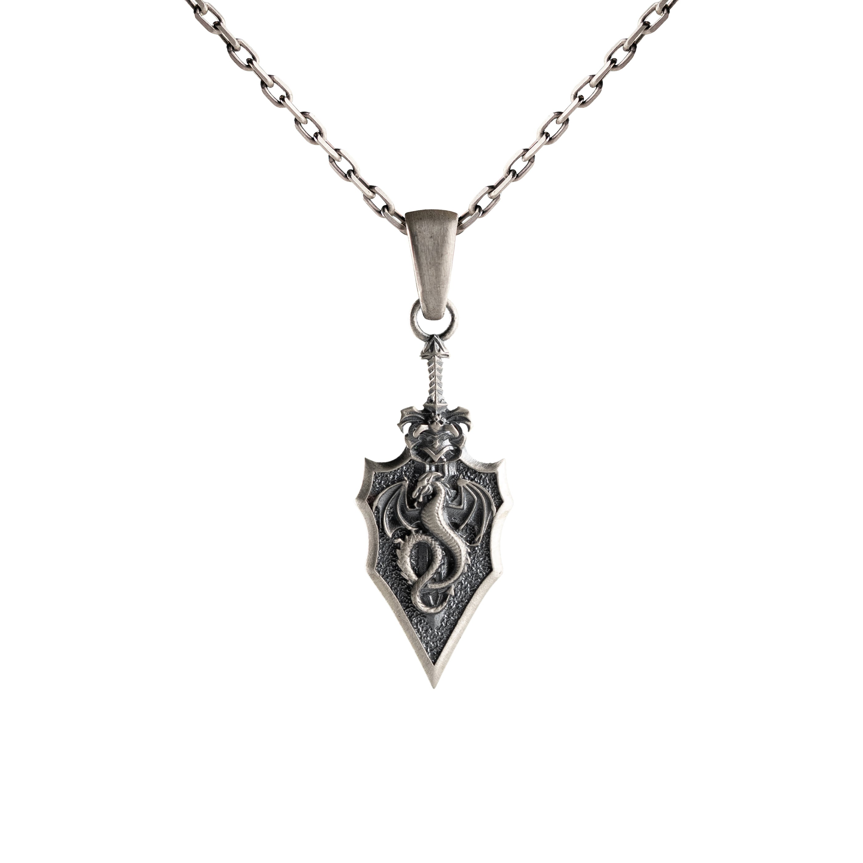 Dragon Sword Necklace – Handcrafted Sterling Silver Pendant | Gothic Warrior Gift