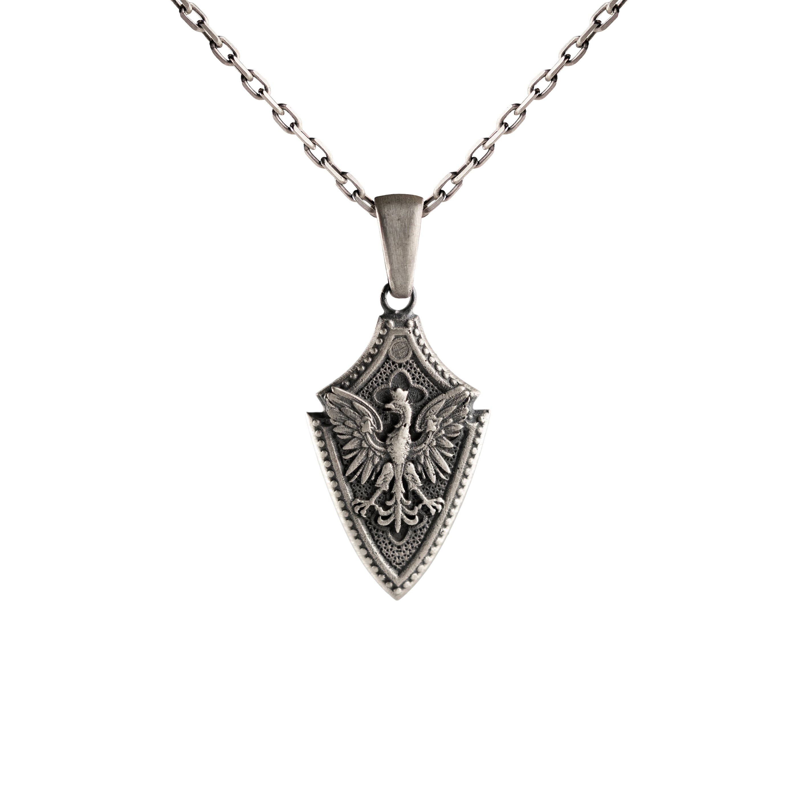 Sterling Silver Pendant Eagle Amulet Gothic Strength Symbol Oxidized Finish