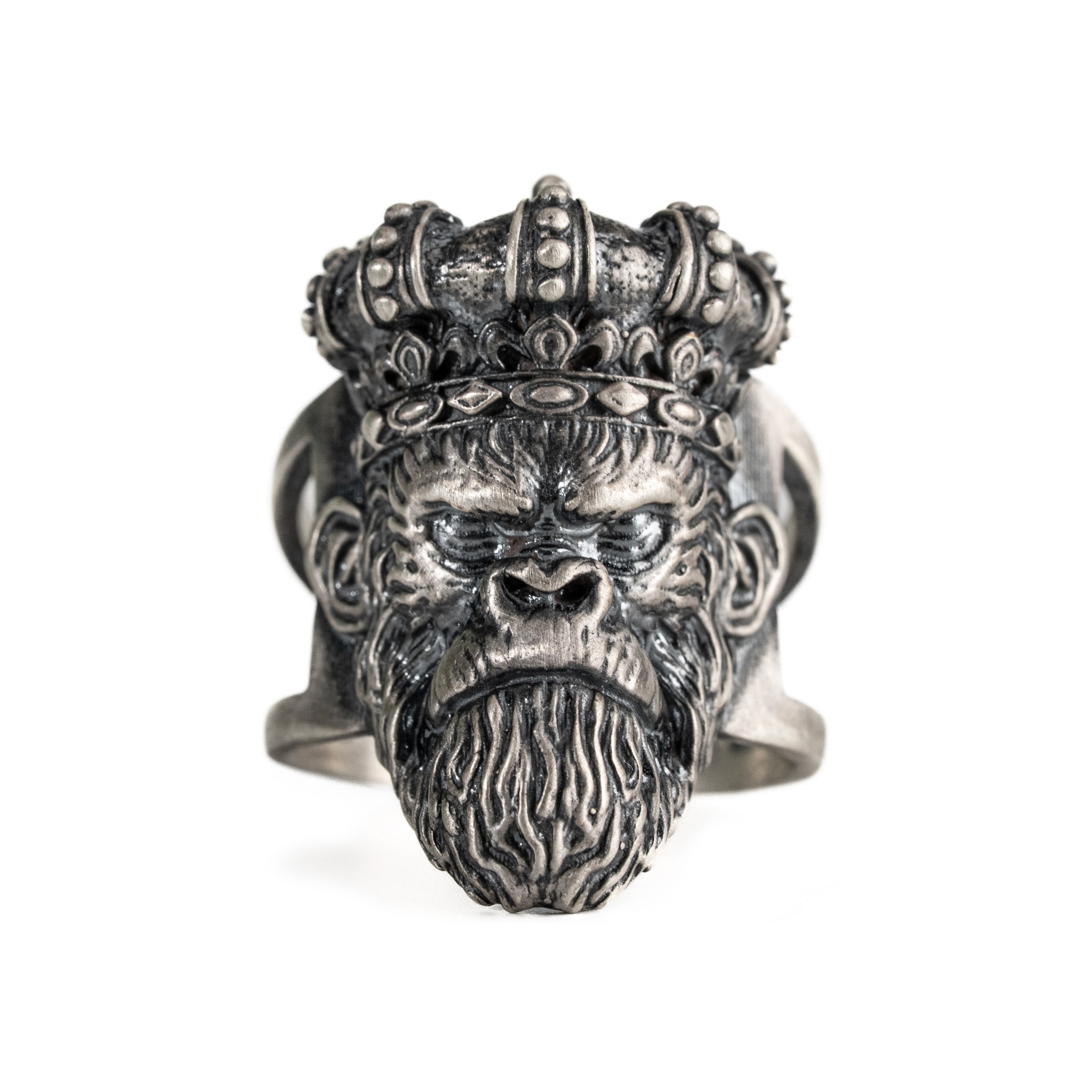 Gorilla Head Silver Ring Sterling 925 Silver Biker Bold Animal Primate Jewelry