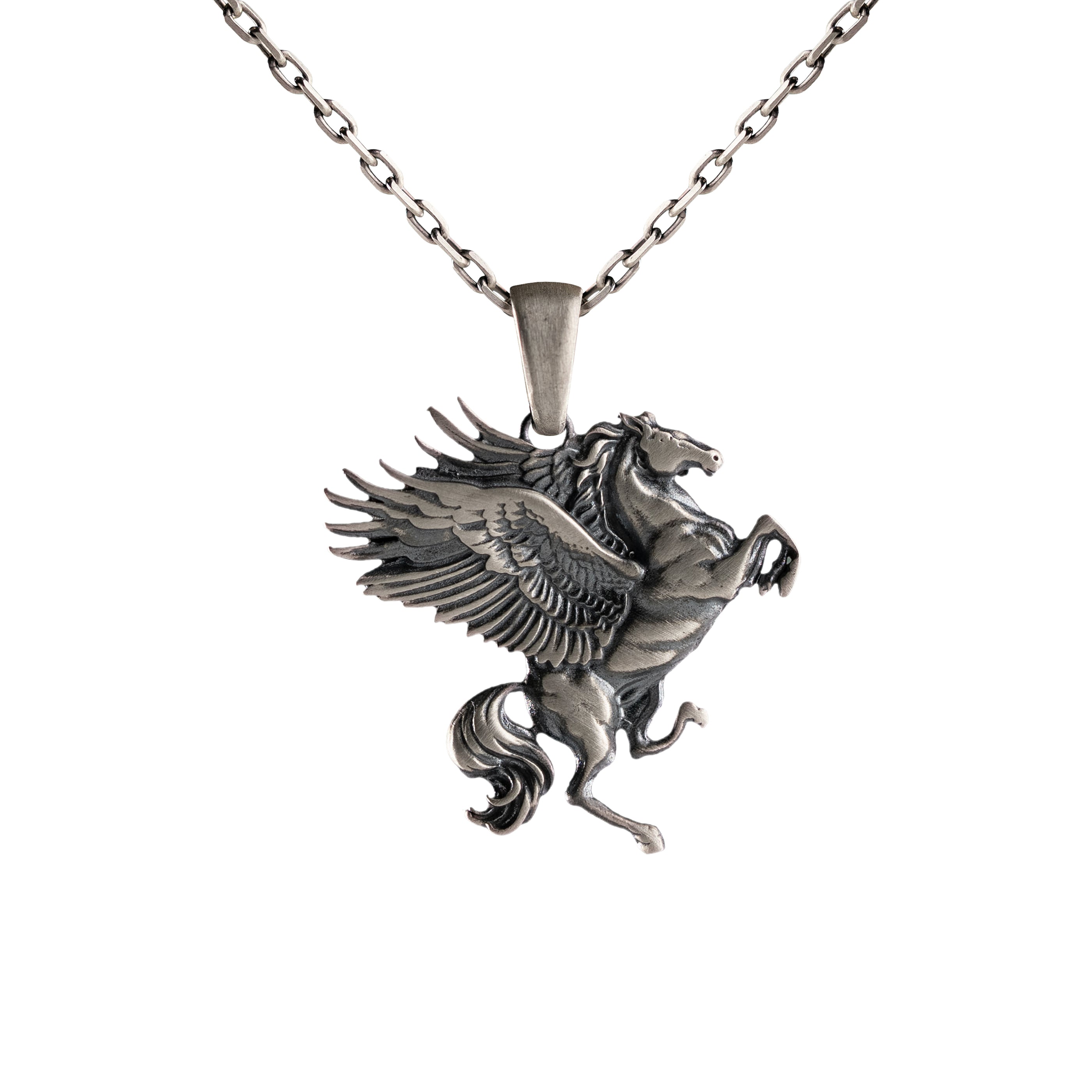 Pegasus Silver Necklace – 925 Sterling Silver Winged Horse Pendant Gothic Jewelry