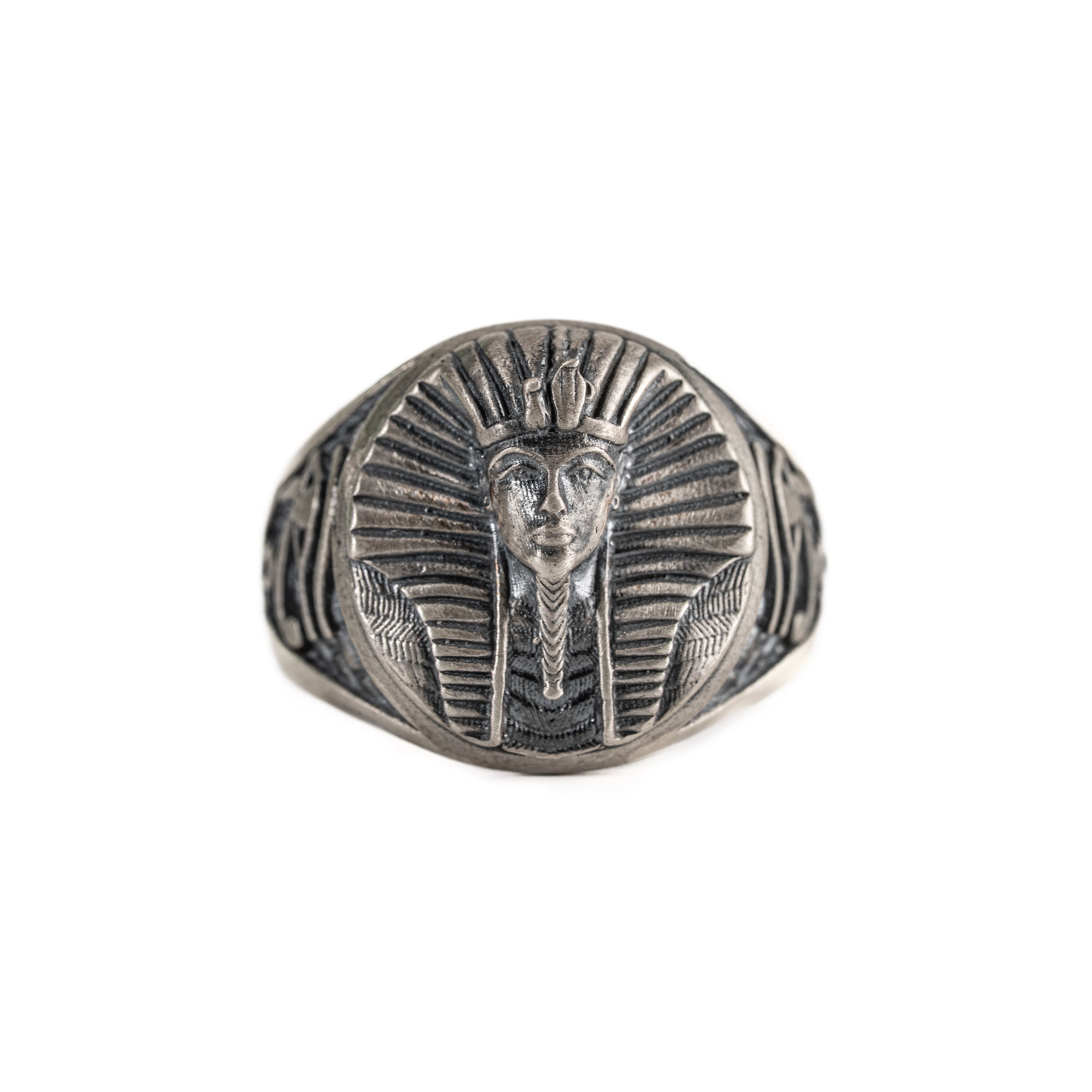 Pharaoh Ring Sterling Silver King Tutankhamun Signet Ring Gothic Egyptian Jewelry