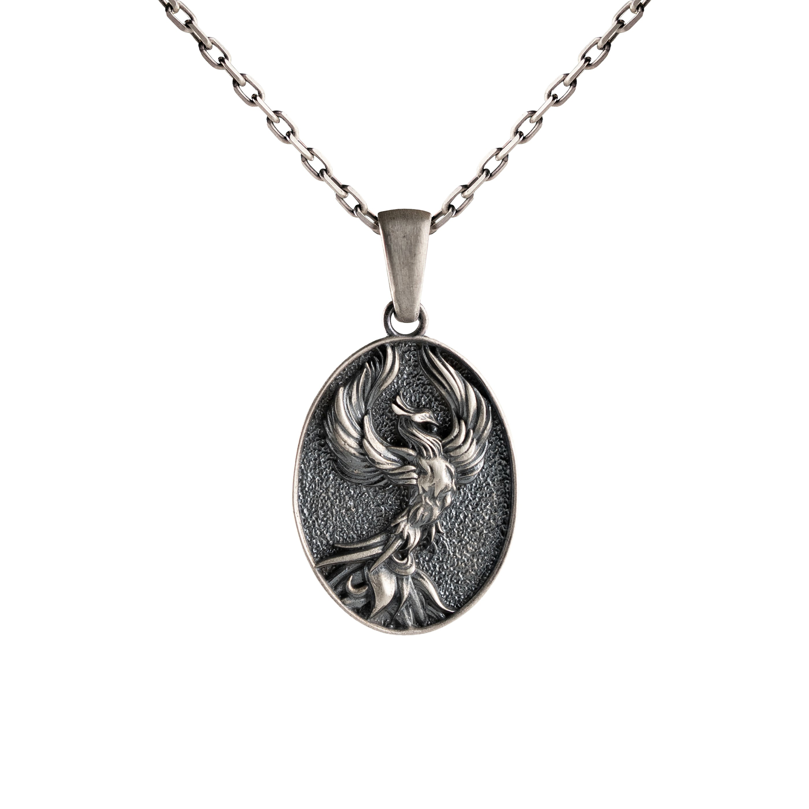 Phoenix Silver Pendant Sterling Silver Firebird Charm Gothic Rebirth Symbol
