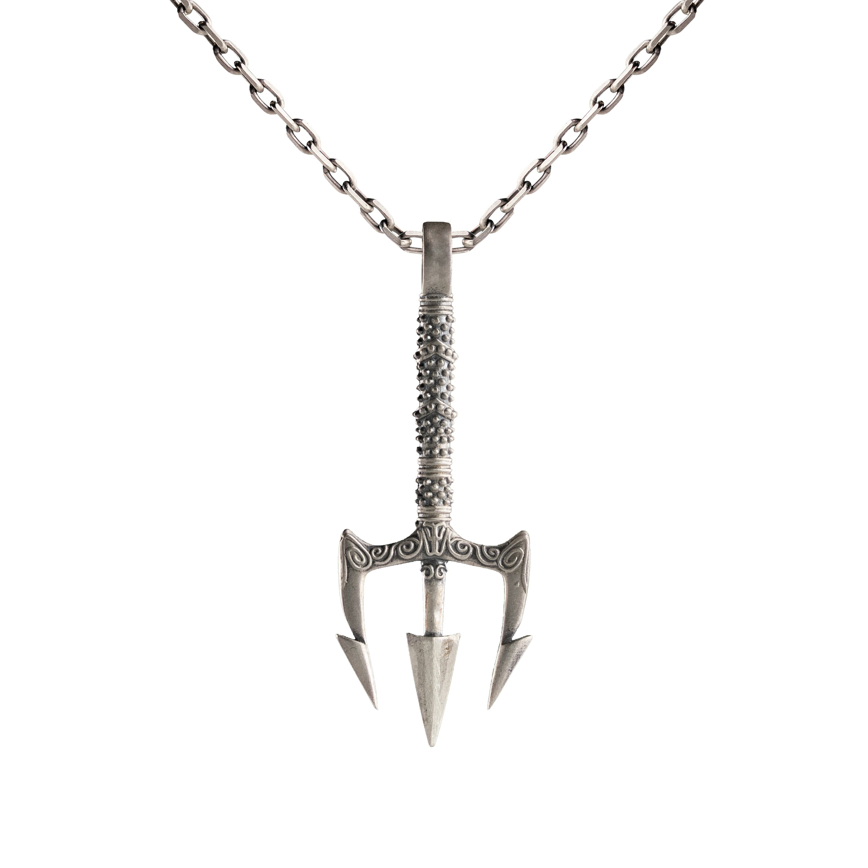 Poseidon Trident Pendant – 925 Sterling Silver Handmade Necklace With Oxidized Finish