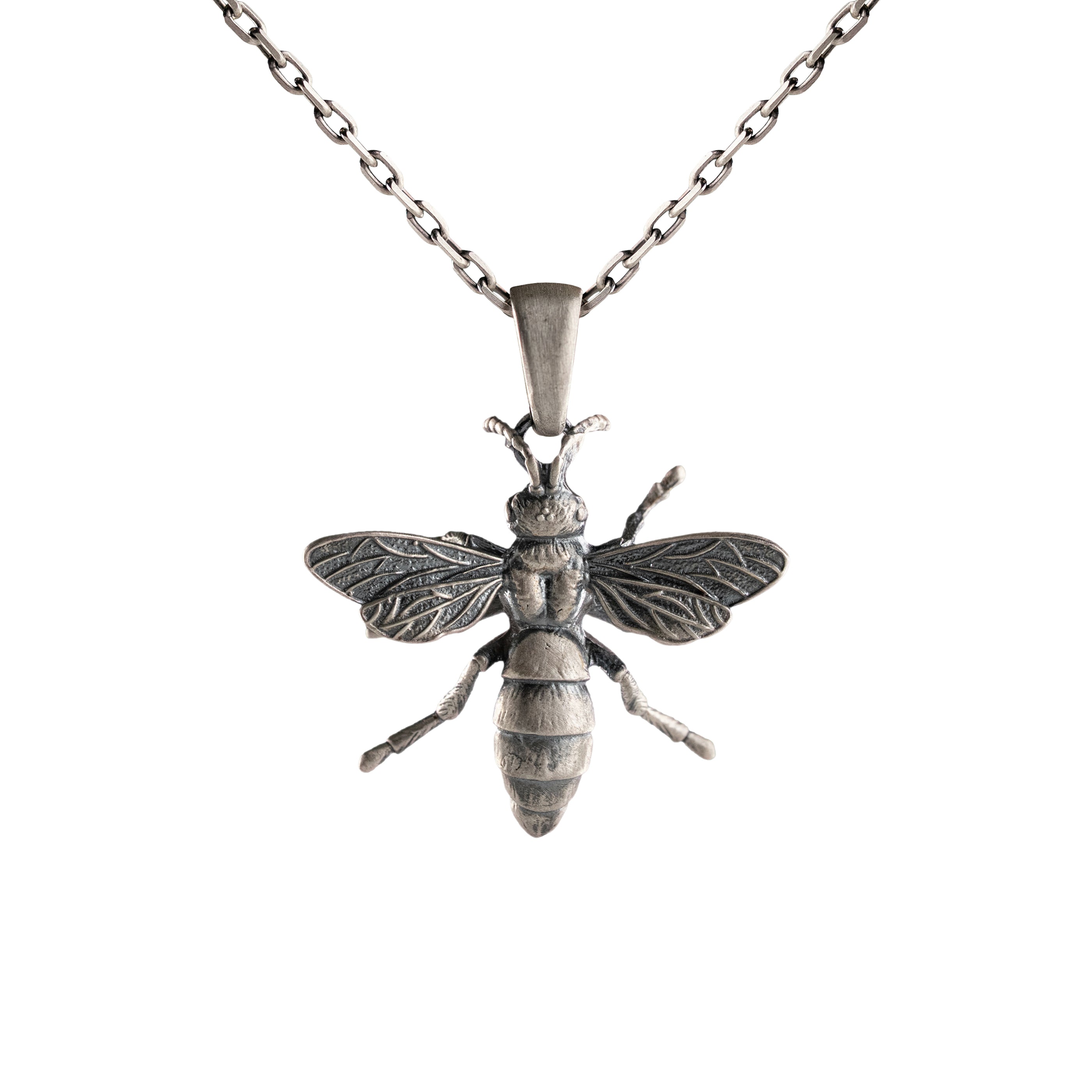 Queen Bee Pendant – Handmade Sterling Silver Bee Charm Necklace Gift