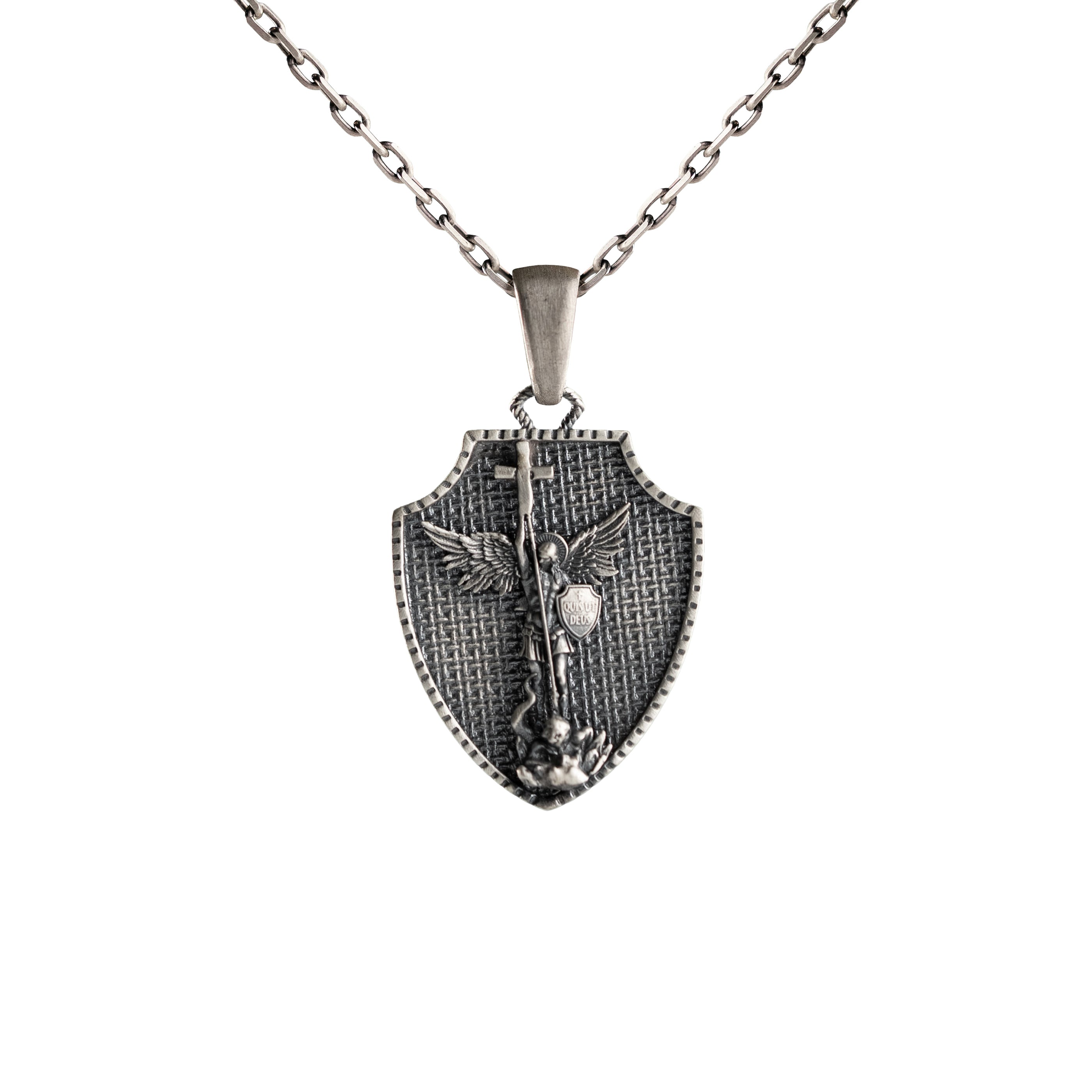 Saint Michael Pendant - Archangel Shield Sterling Silver Necklace | Protection Amulet