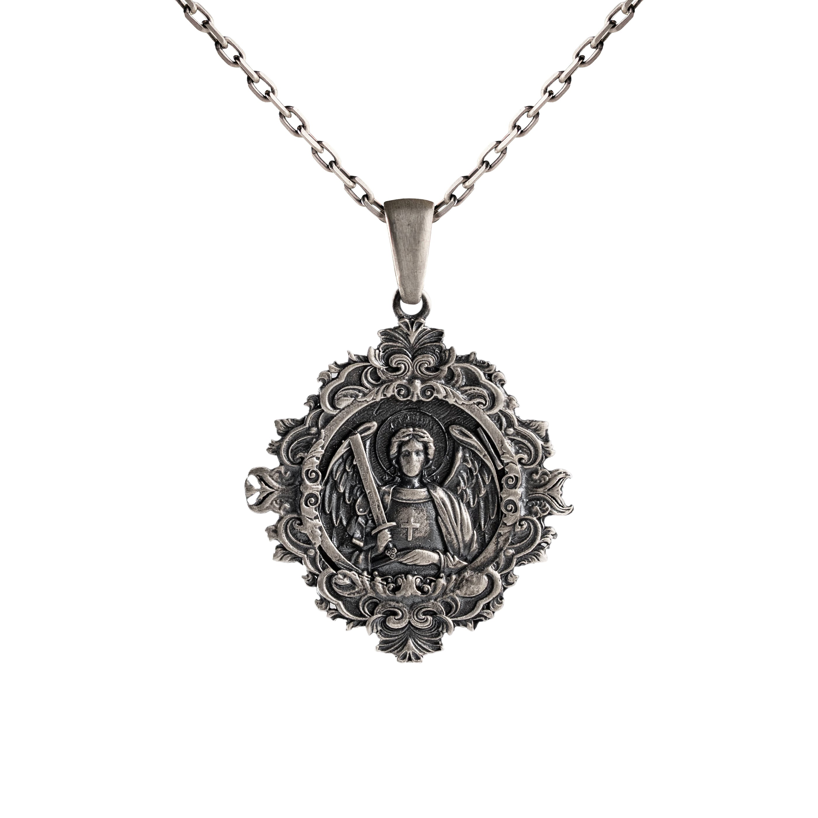 Saint Michael Necklace – Archangel Pendant 925 Sterling Silver Gothic Protection