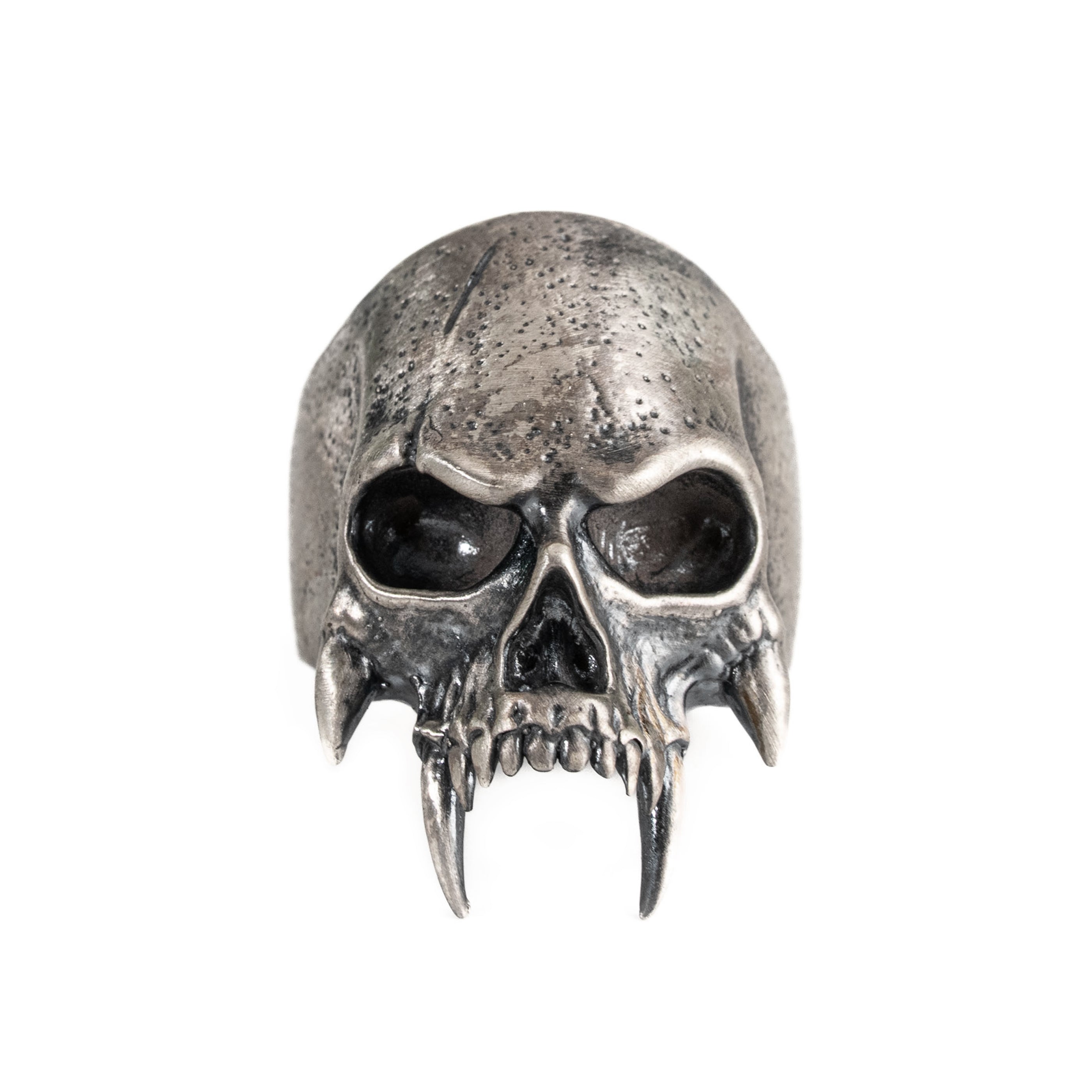 Sterling Silver Skull Ring – Gothic Biker Heavy Metal Unisex Spiked Band