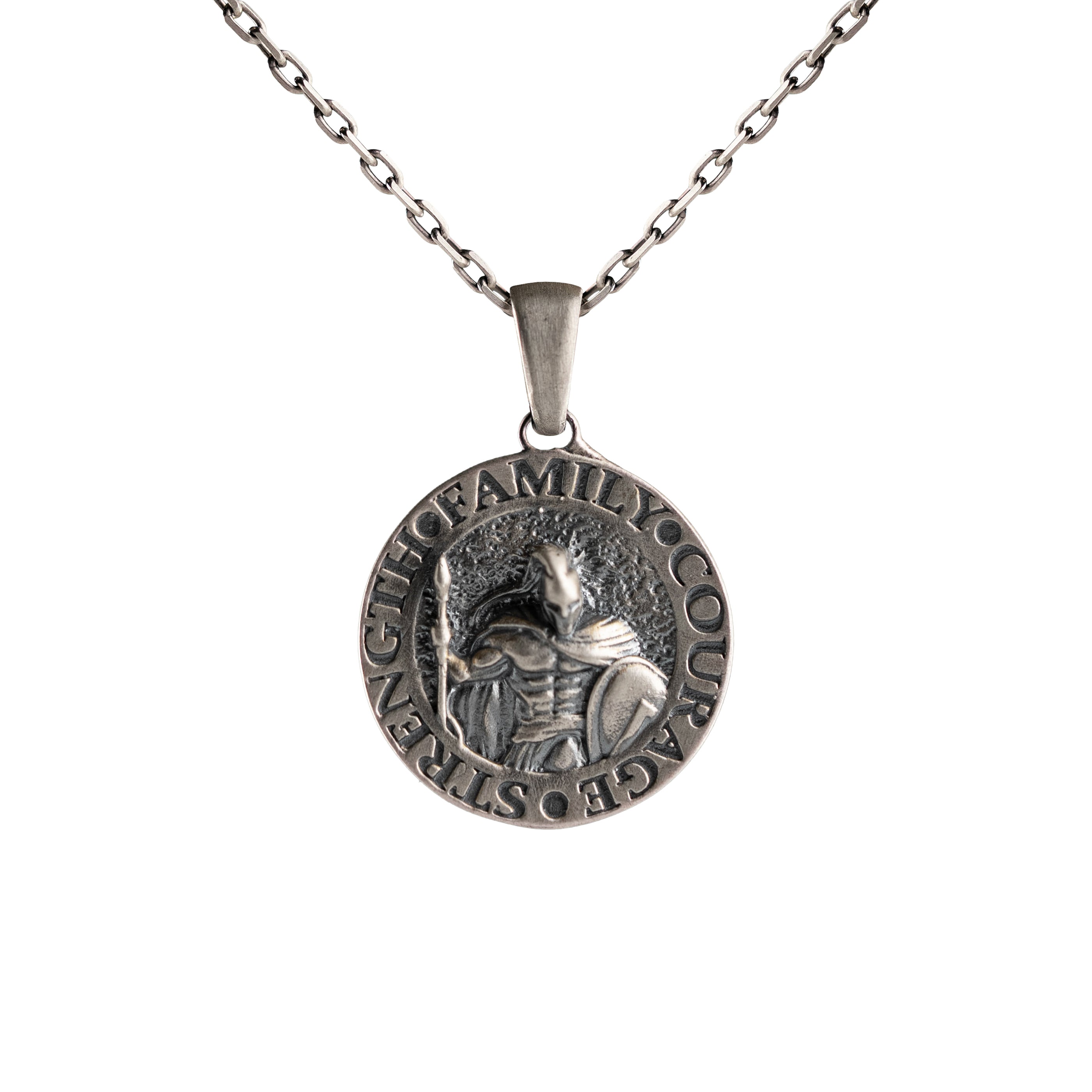 Spartan Silver Necklace - Warrior Pendant in 925 Sterling Silver Gothic Style
