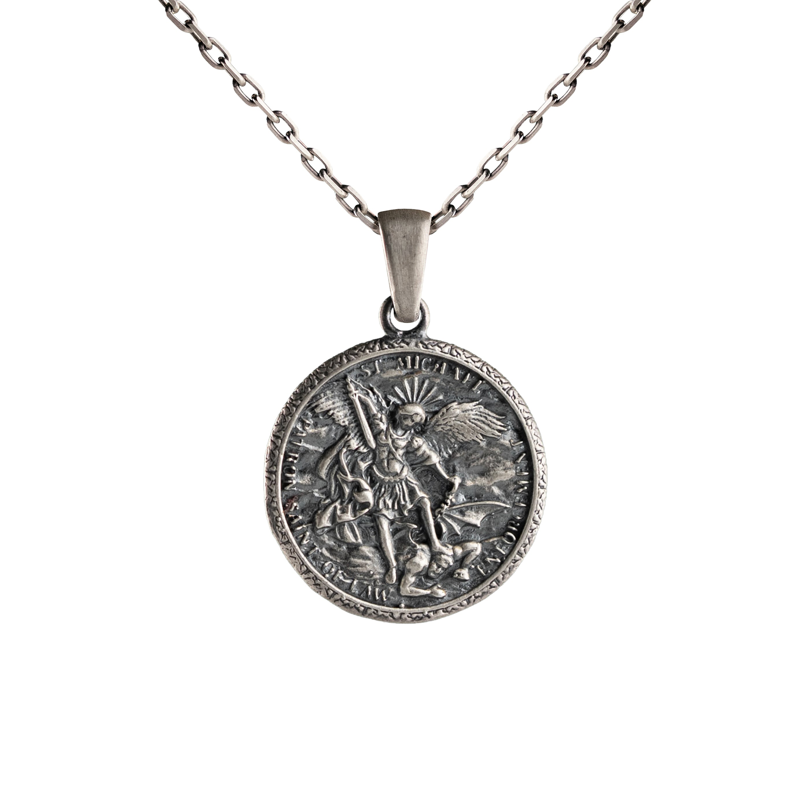 St Michael Necklace - Archangel Pendant 925 Sterling Silver Gothic Soldier Pendant
