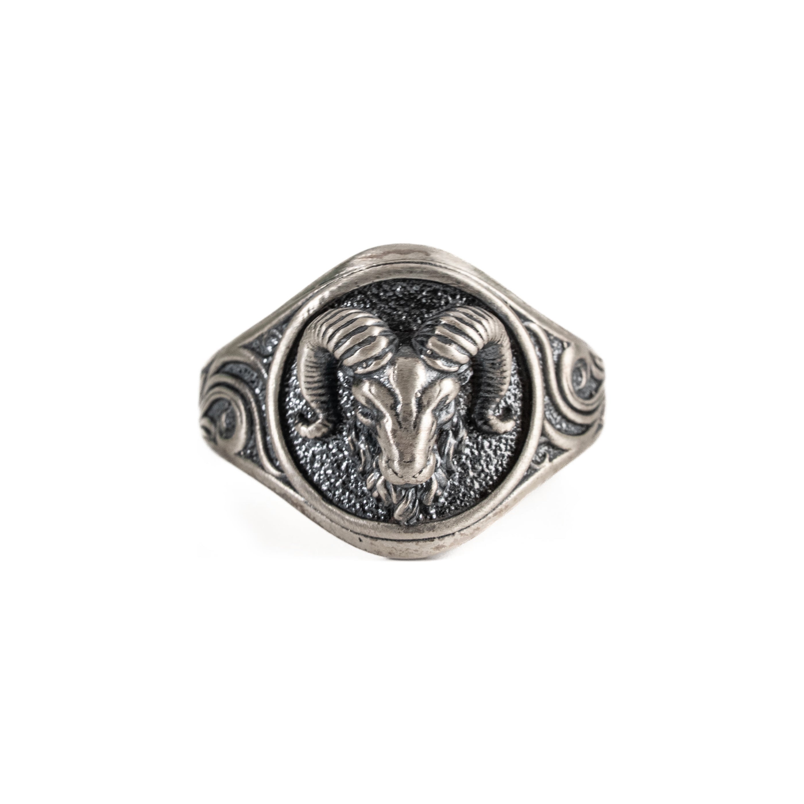 Aries Ram Head Ring Sterling Silver Zodiac Signet Ring Courage Strength