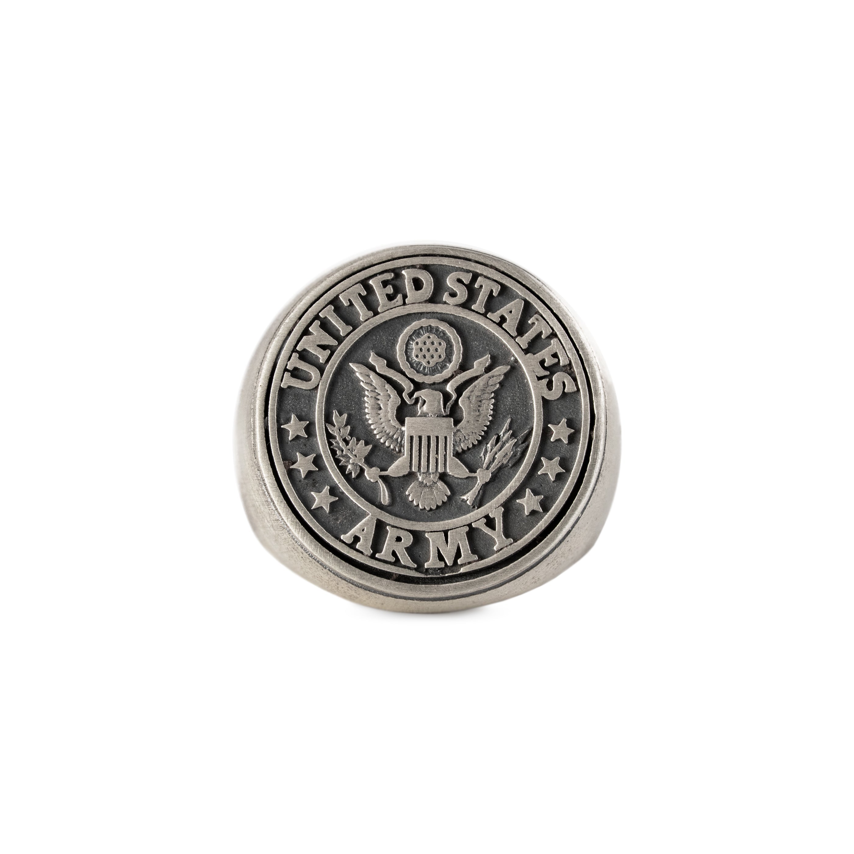 US Army Signet Ring – Handmade Sterling Silver Band With Eagle Crest