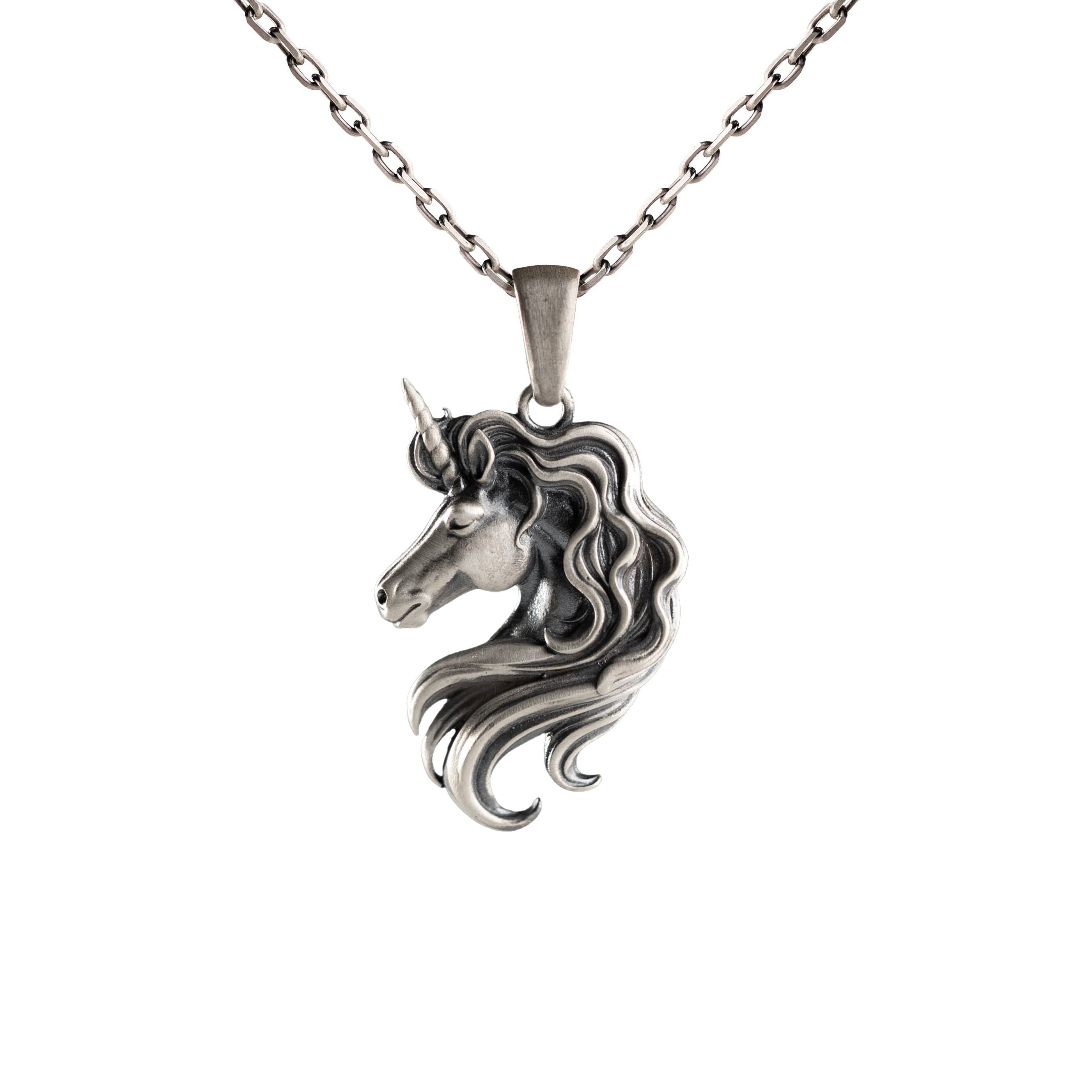 Unicorn Spirit Pendant – Handmade Silver Necklace With Flowing Mane Design