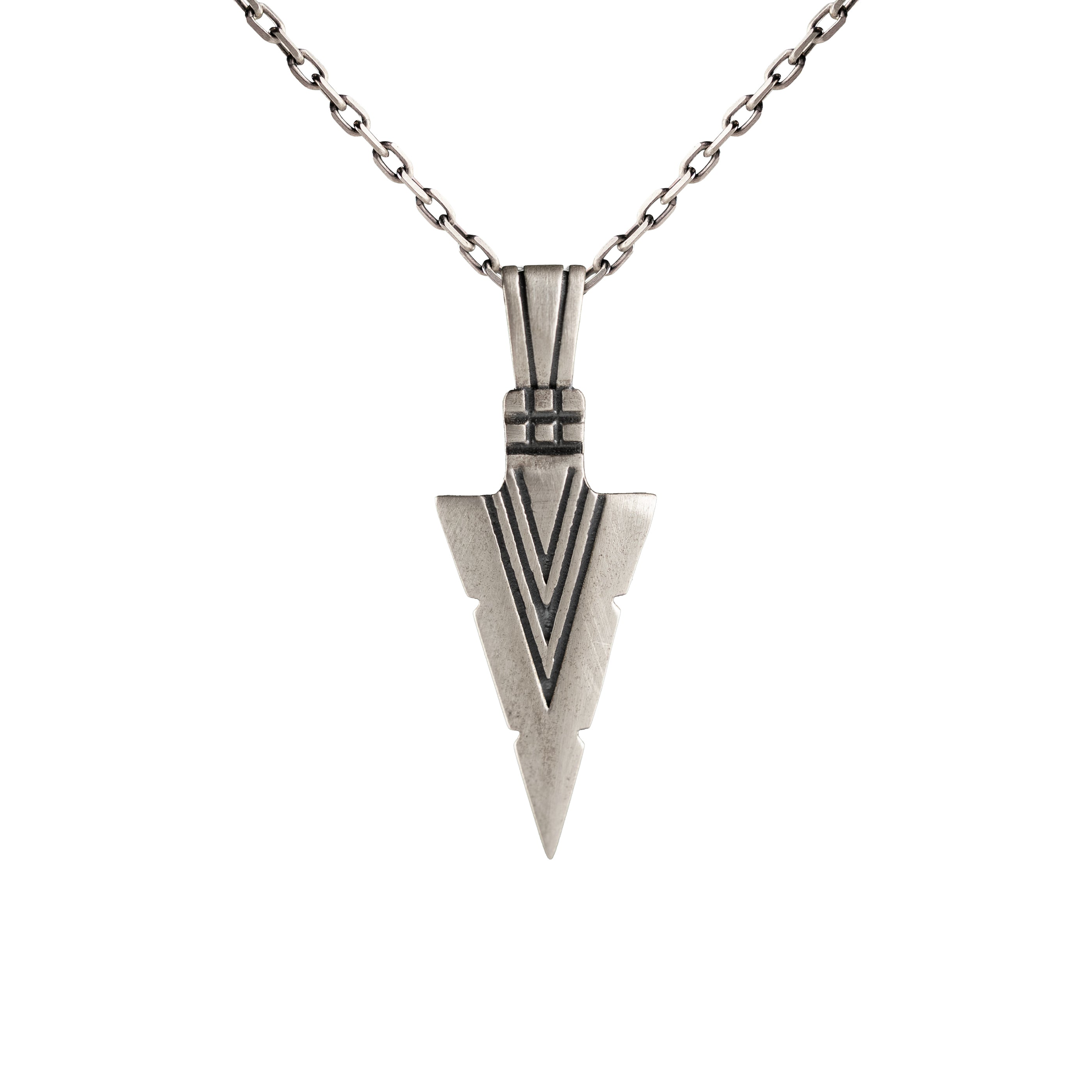 Viking Arrow Pendant Sterling Silver Norse Symbol Necklace With Oxidized Finish