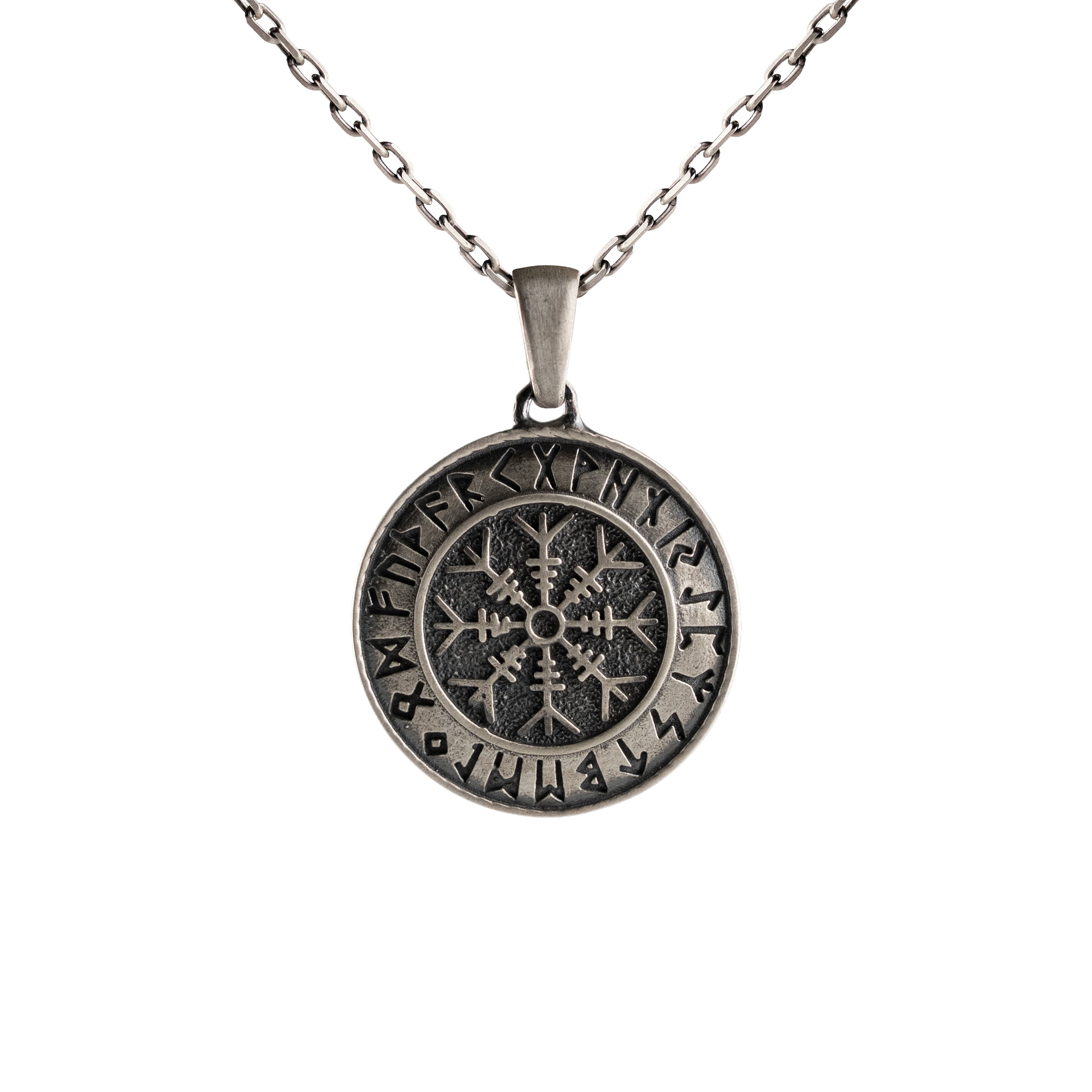 Viking Vegvisir Necklace – 925 Sterling Silver Pendant with Helm of Awe Norse Charm
