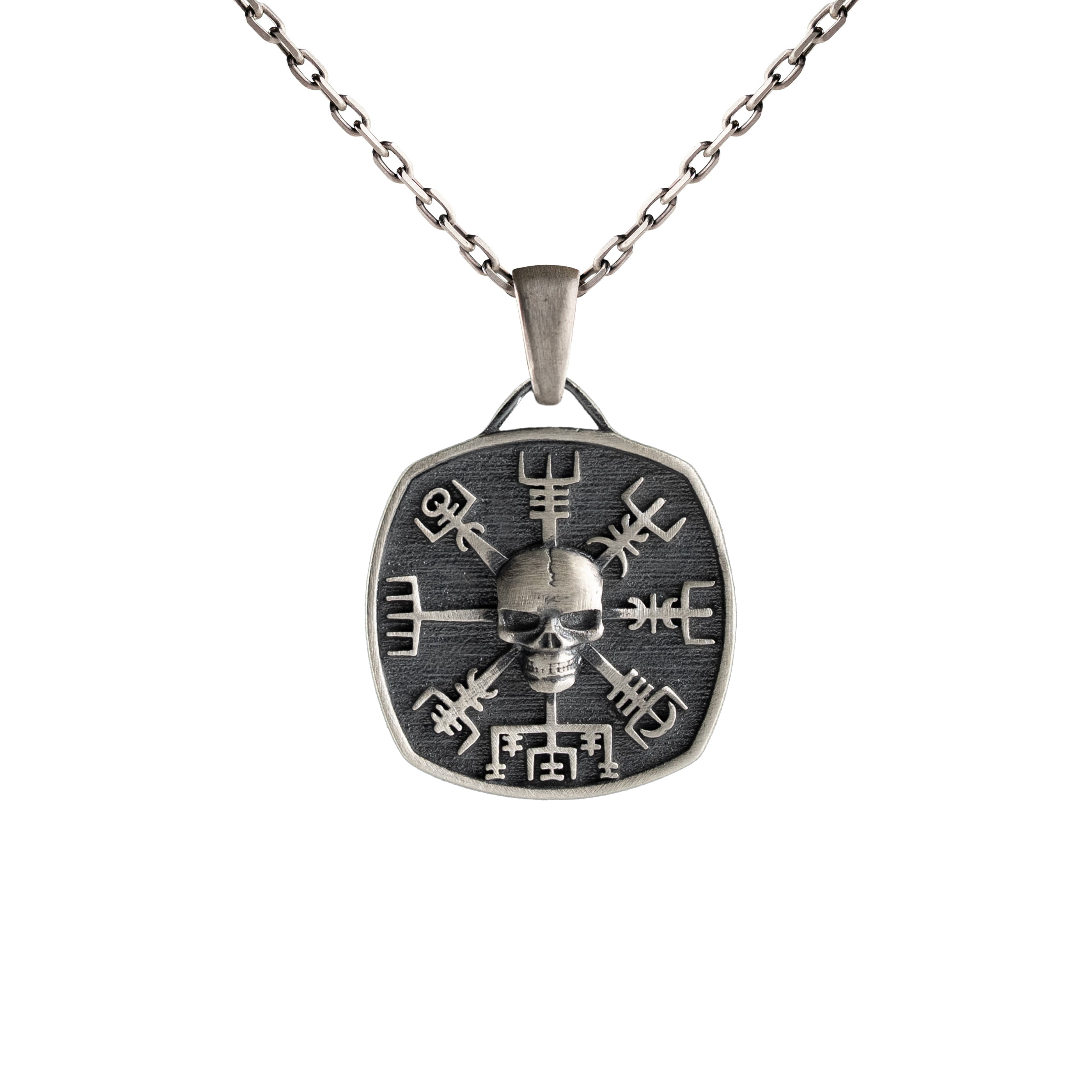 Viking Vegvisir Necklace – Handmade Sterling Silver Norse Compass Pendant